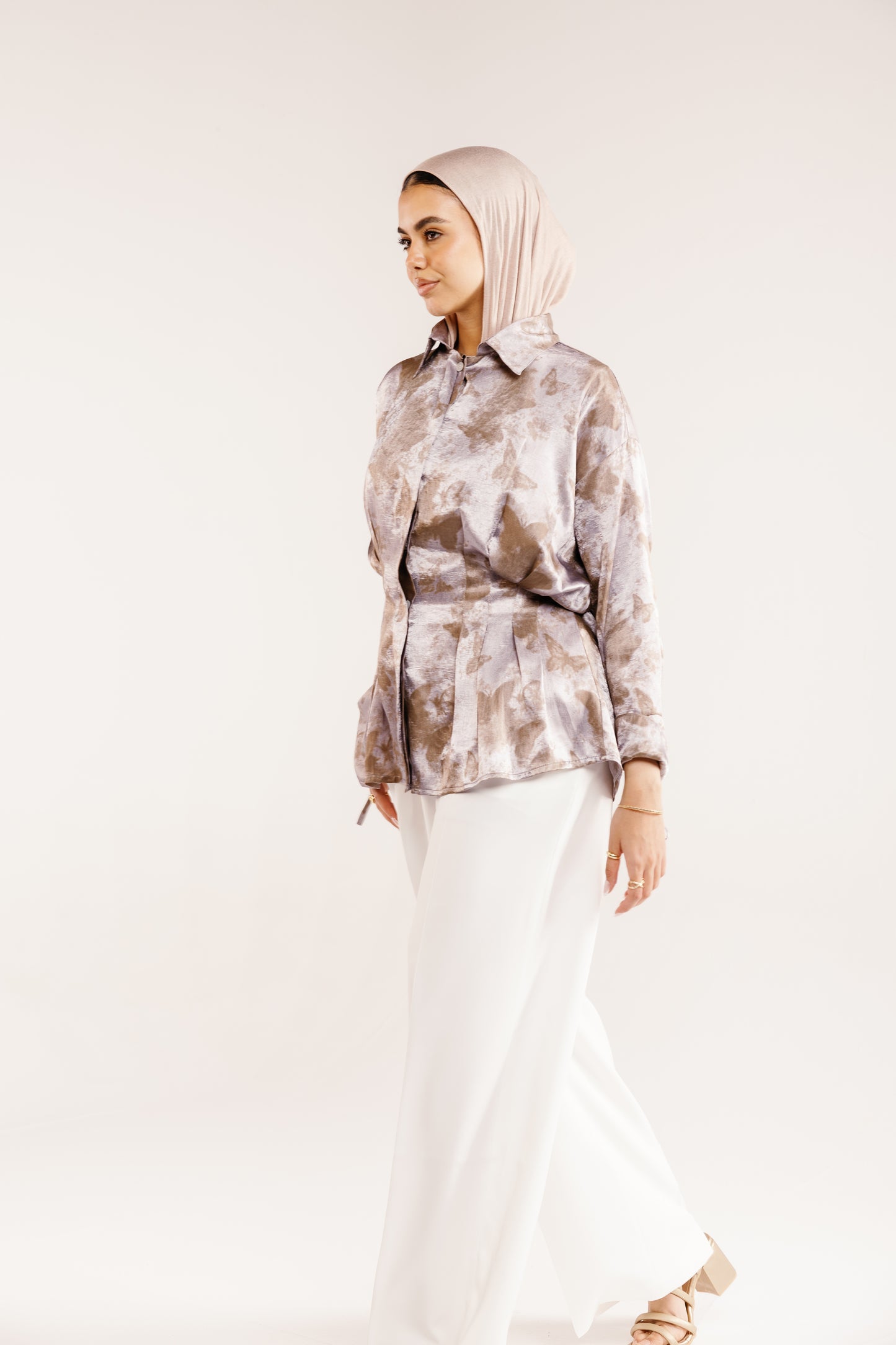 The Glaze Satin Blouse in Silver