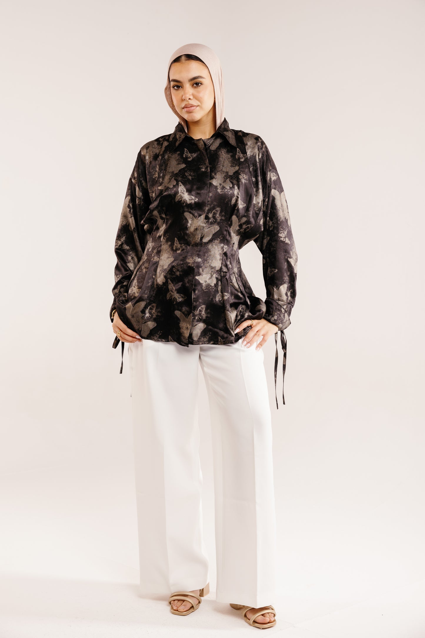 The Glaze Satin Blouse in Black
