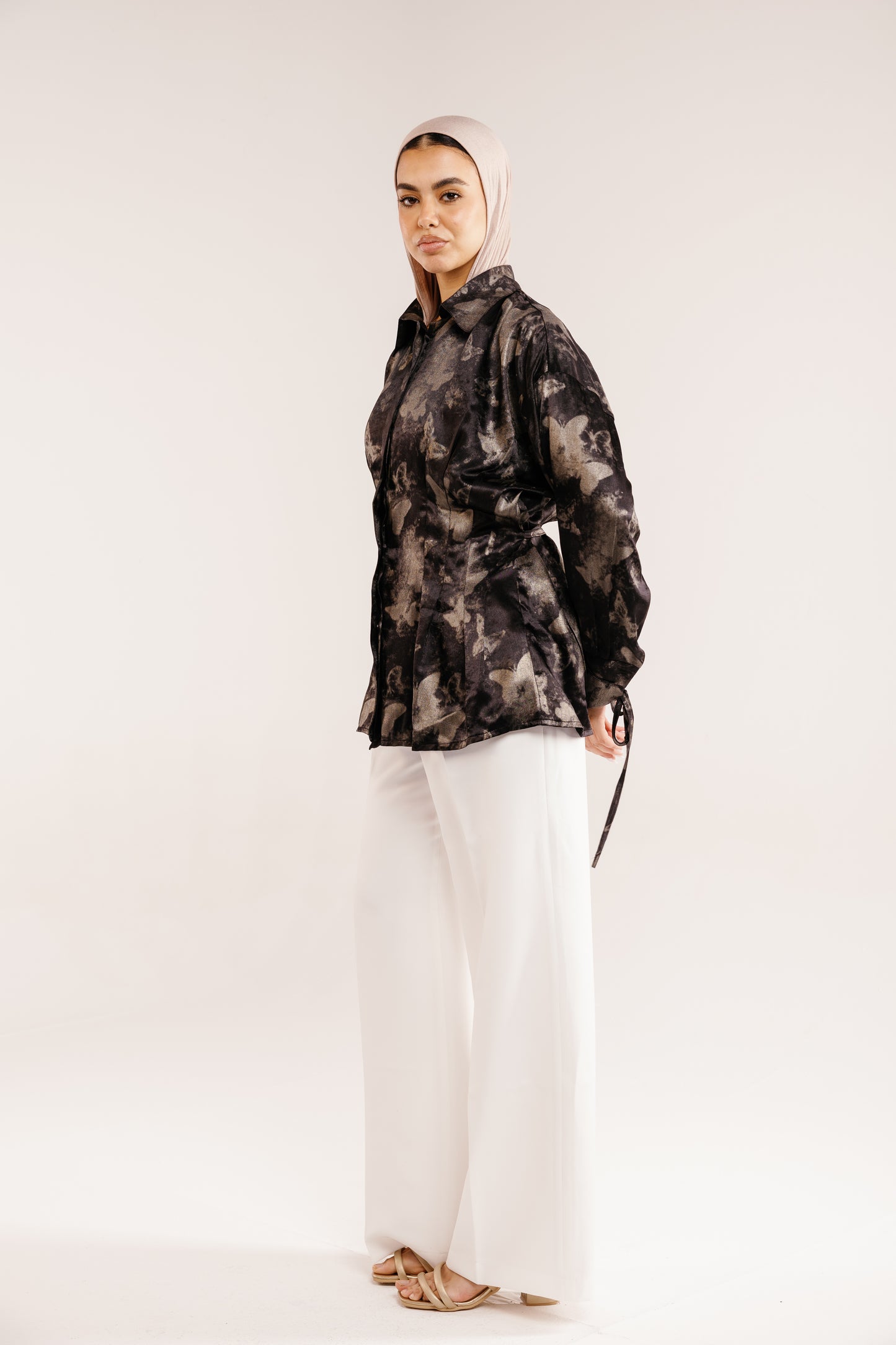 The Glaze Satin Blouse in Black