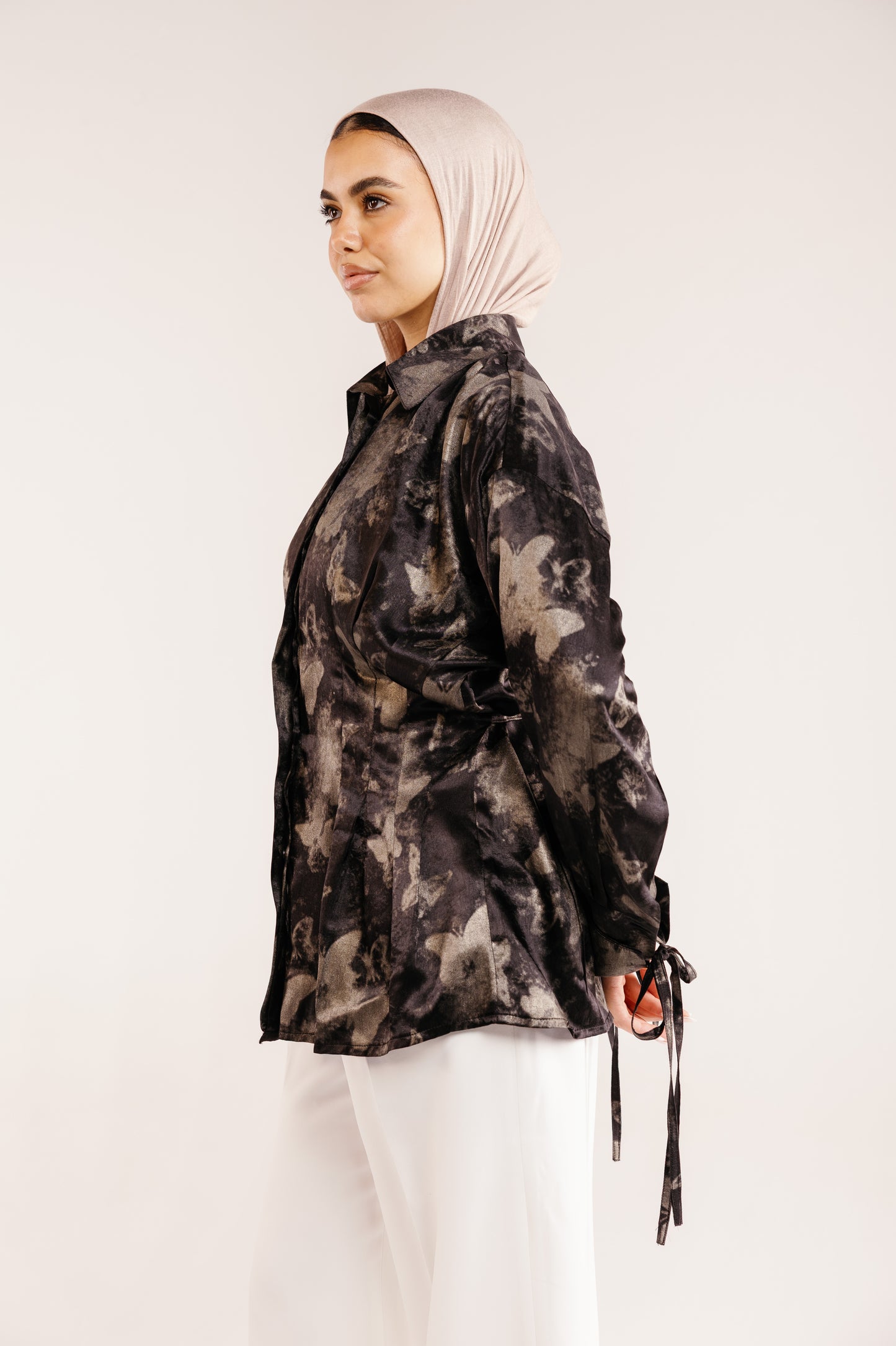 The Glaze Satin Blouse in Black