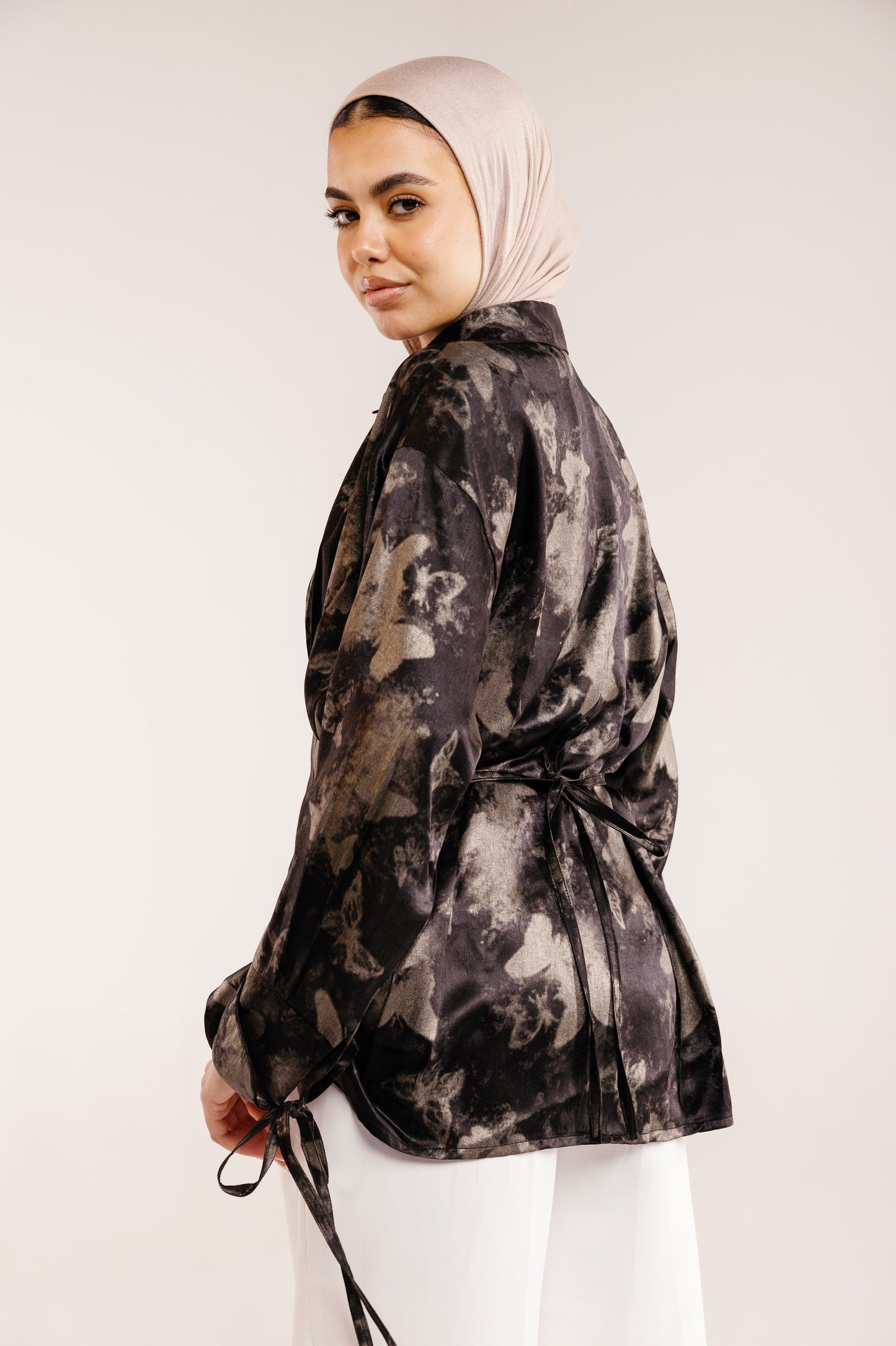 The Glaze Satin Blouse in Black
