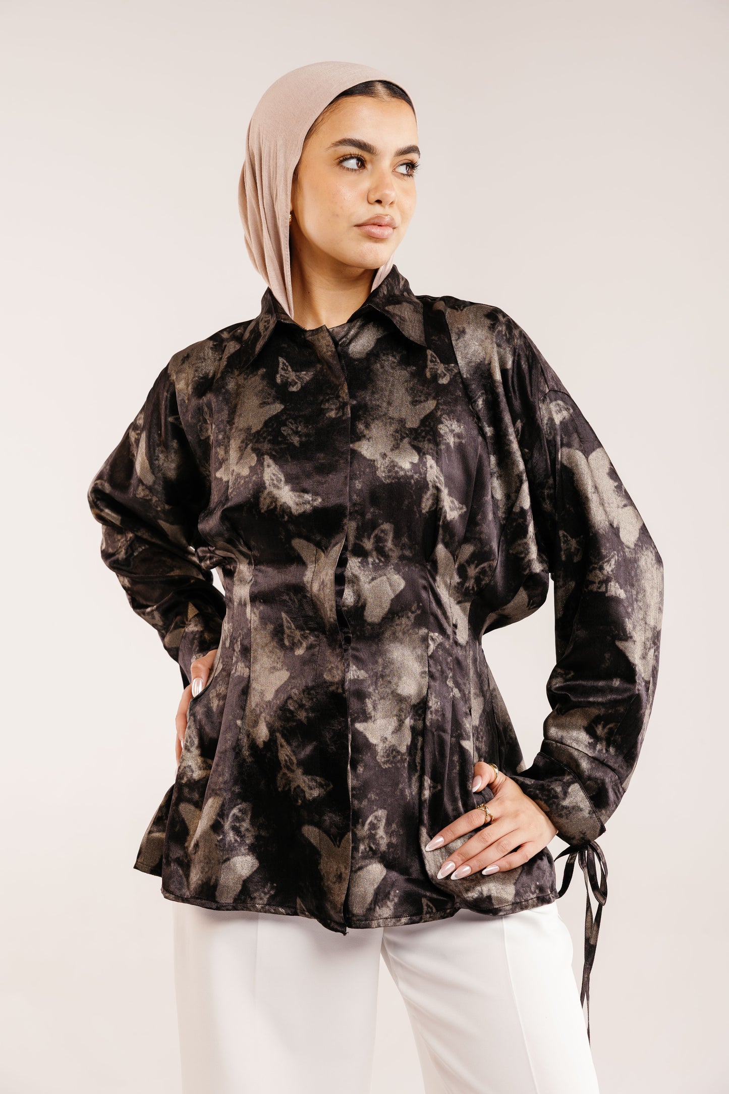 The Glaze Satin Blouse in Black