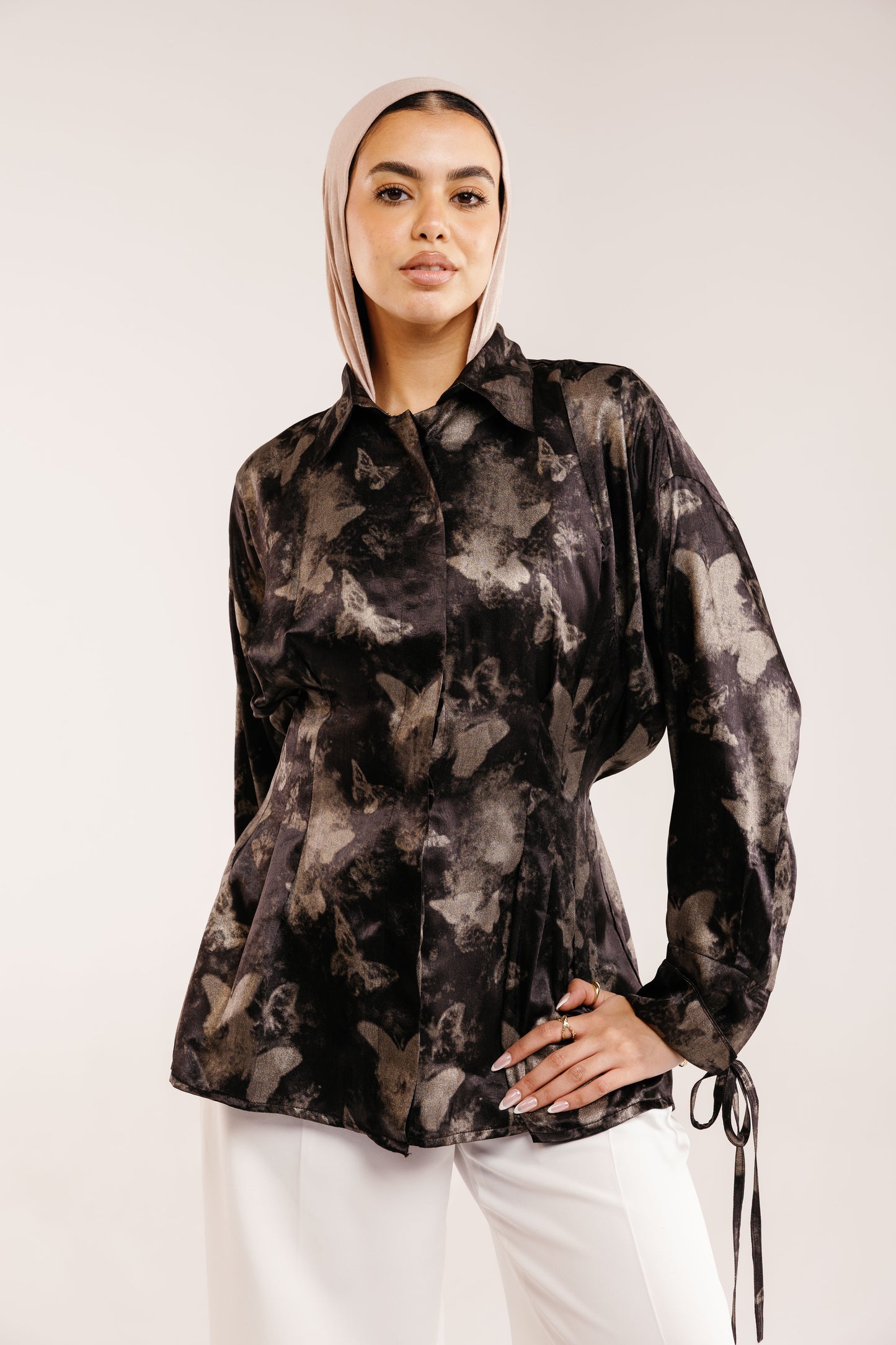 The Glaze Satin Blouse in Black