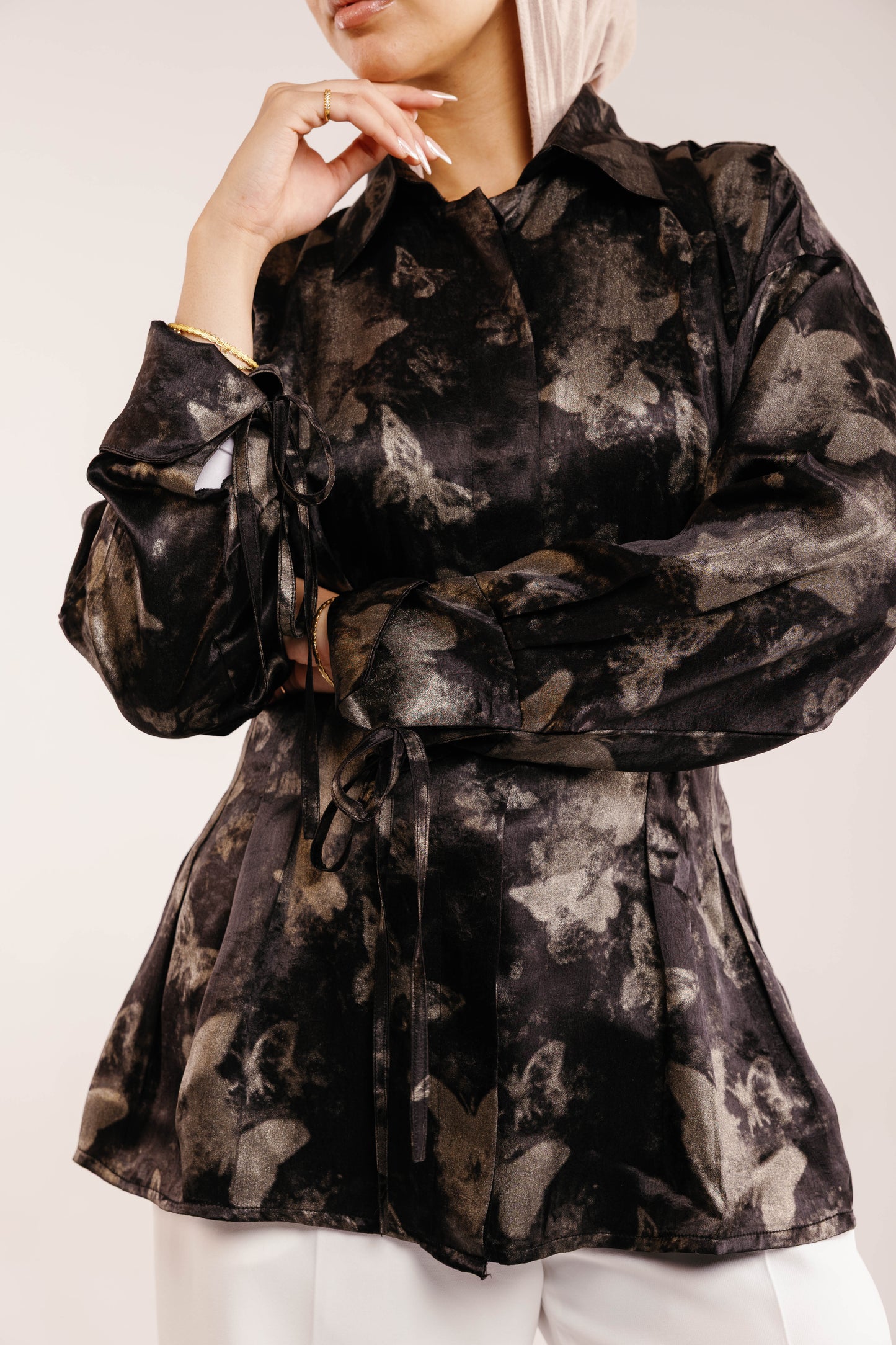 The Glaze Satin Blouse in Black