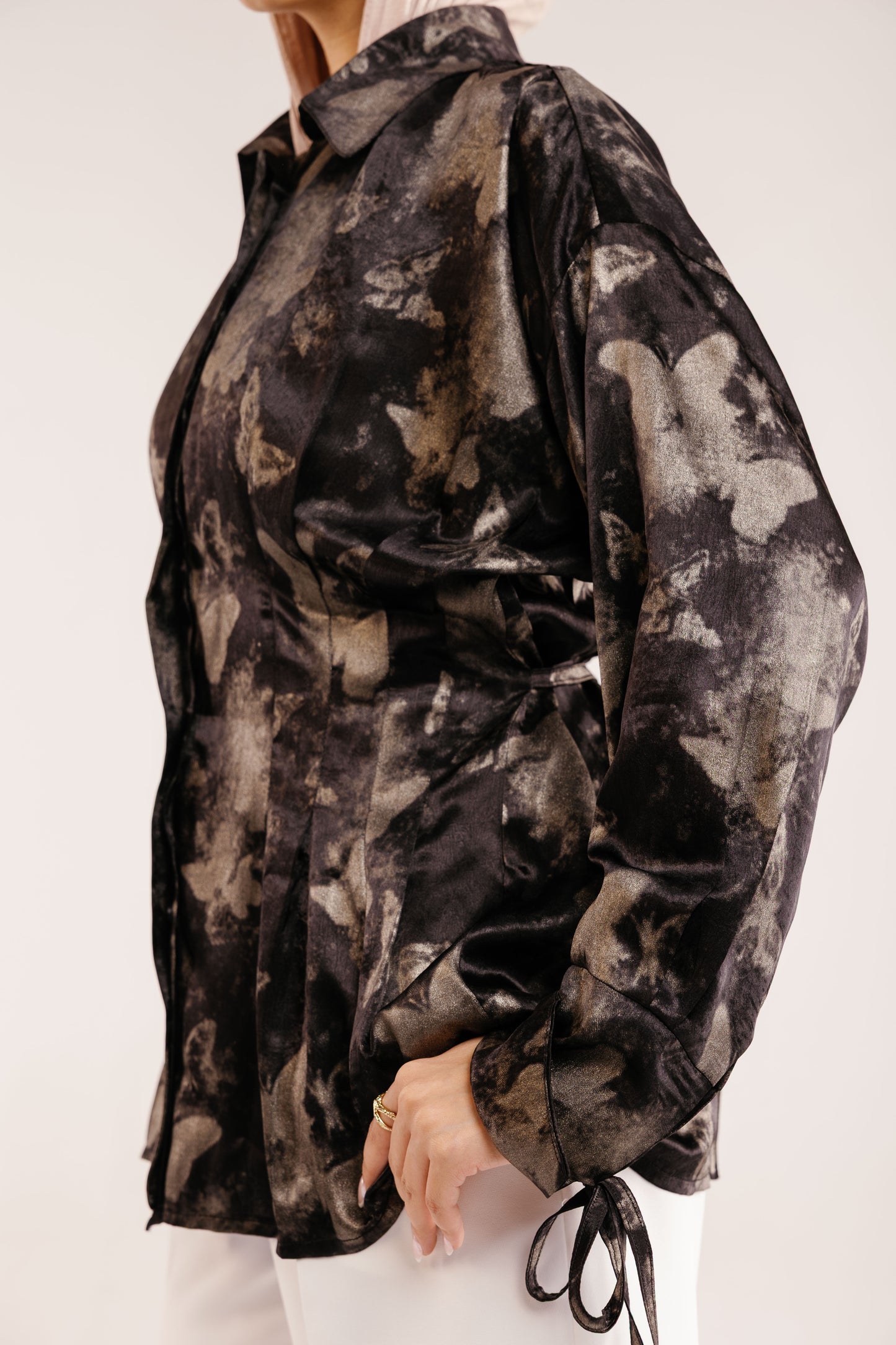 The Glaze Satin Blouse in Black