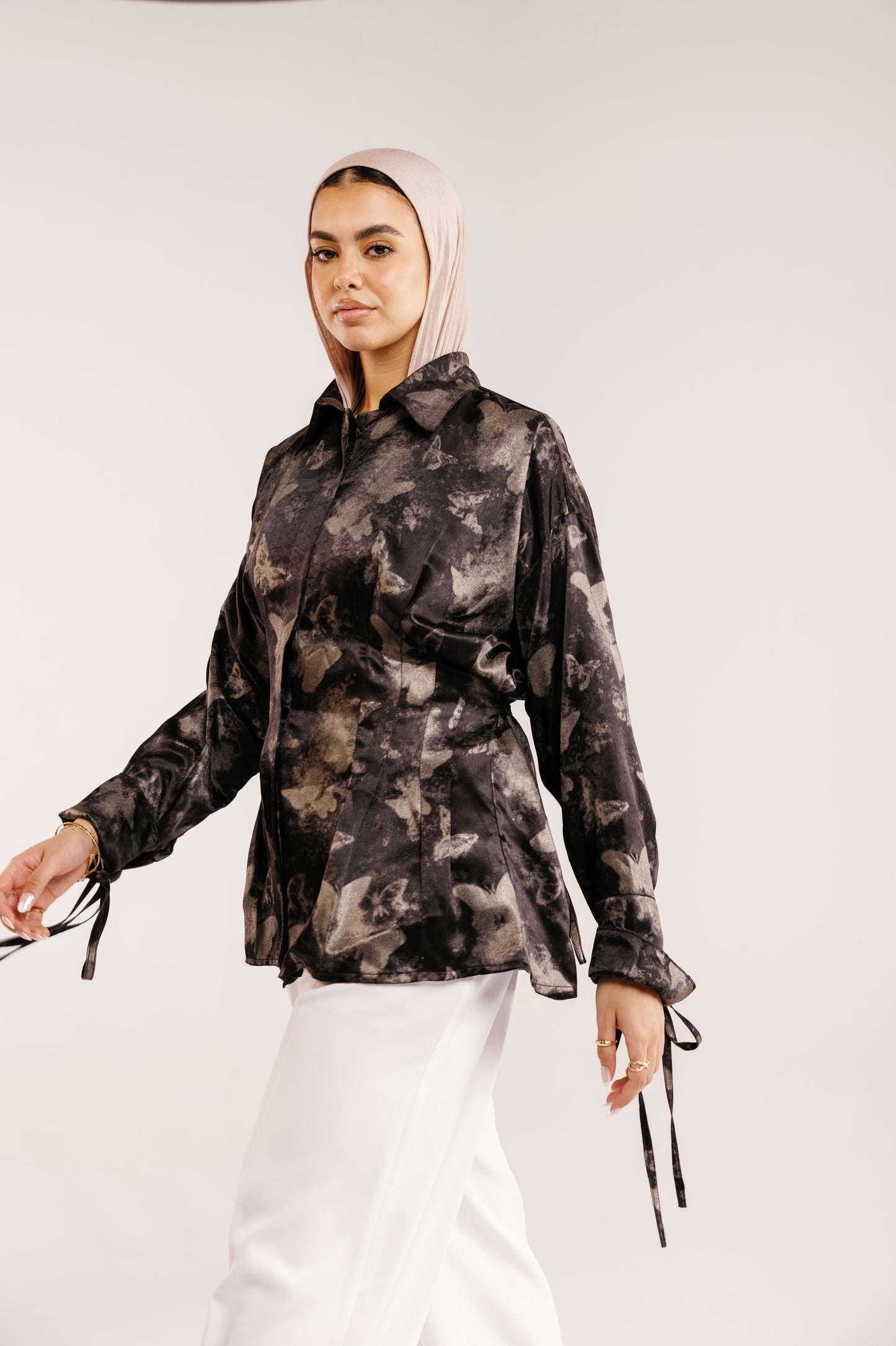 The Glaze Satin Blouse in Black