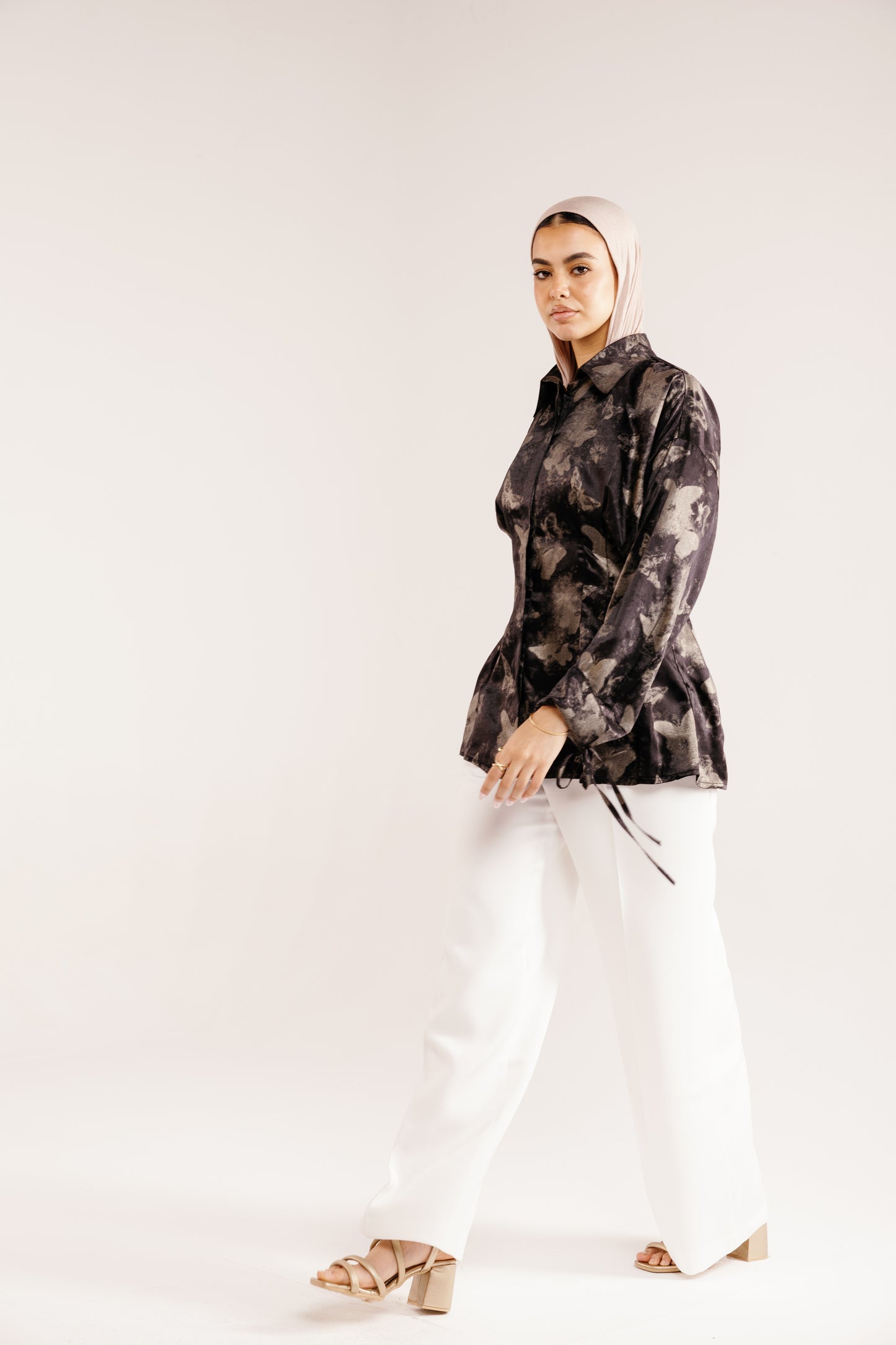 The Glaze Satin Blouse in Black