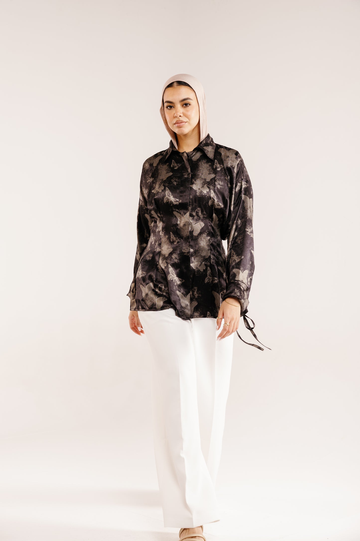 The Glaze Satin Blouse in Black