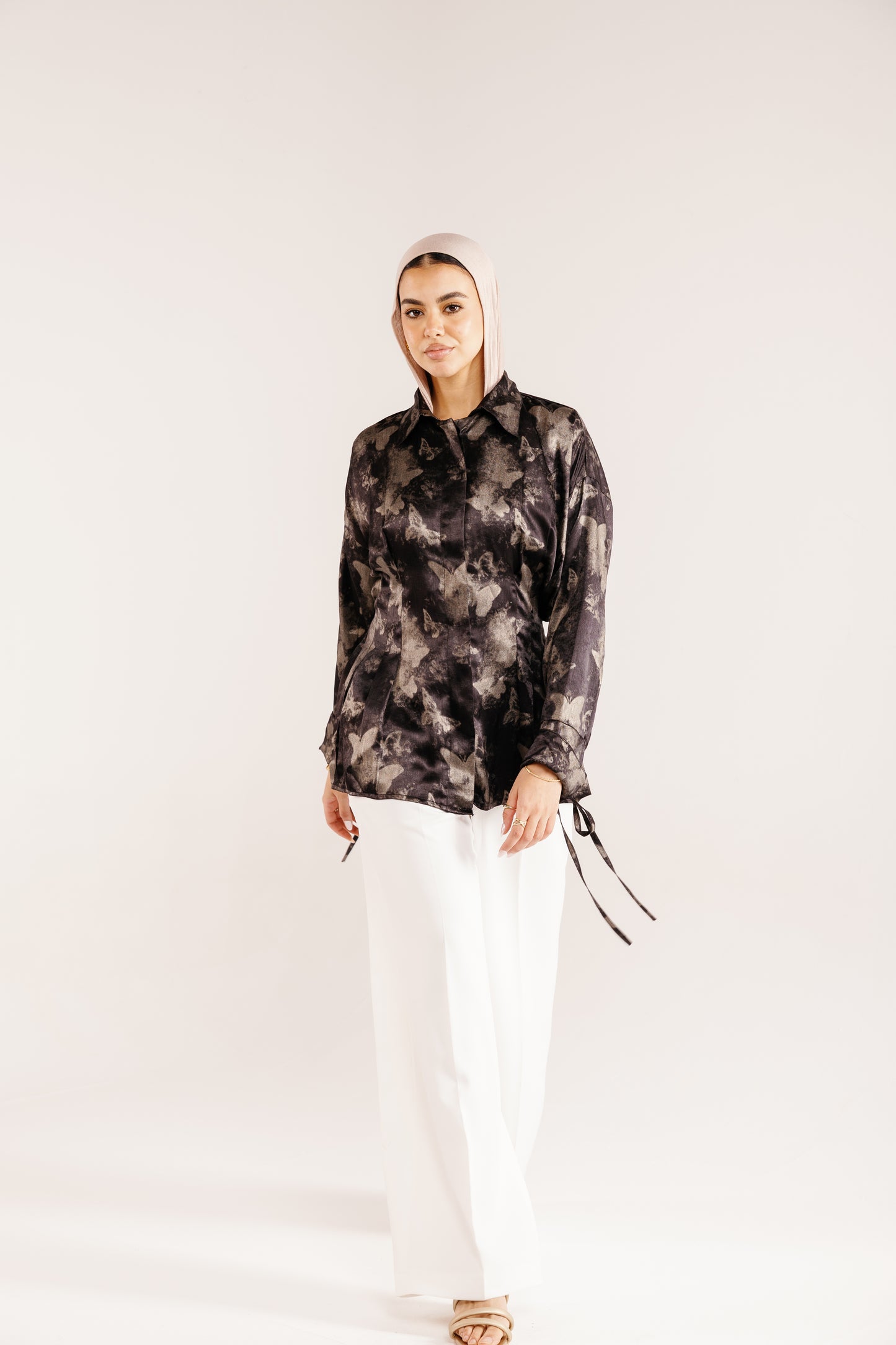 The Glaze Satin Blouse in Black