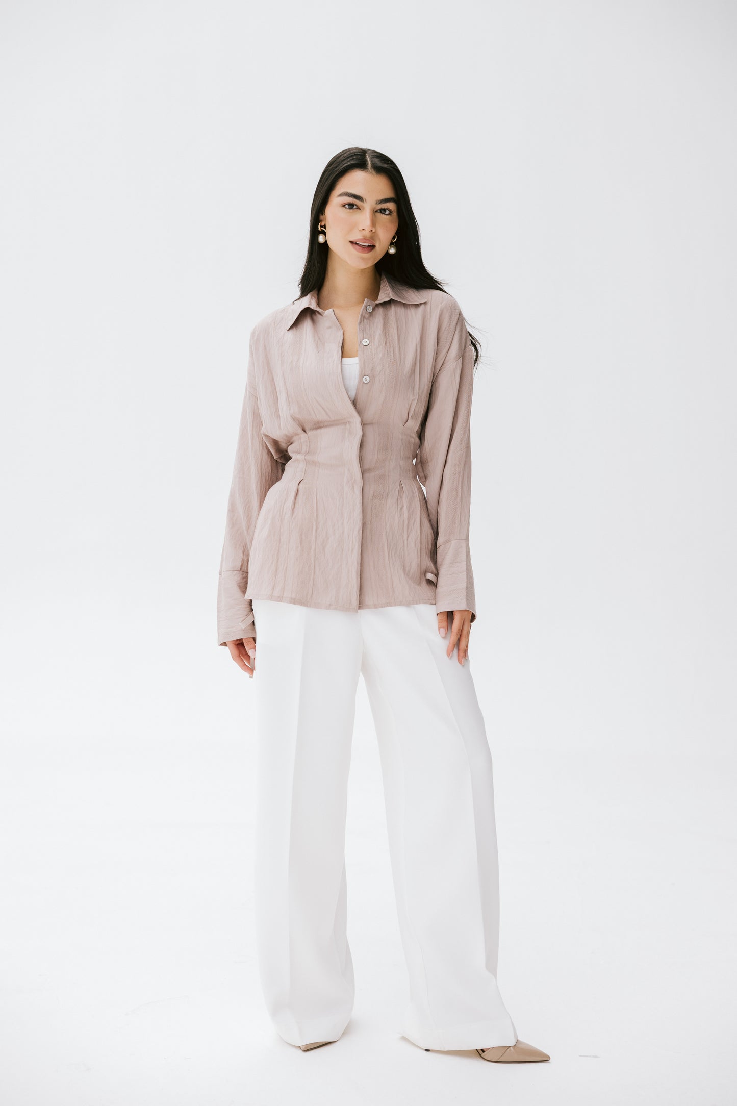 The Hourglass blouse in Taupe
