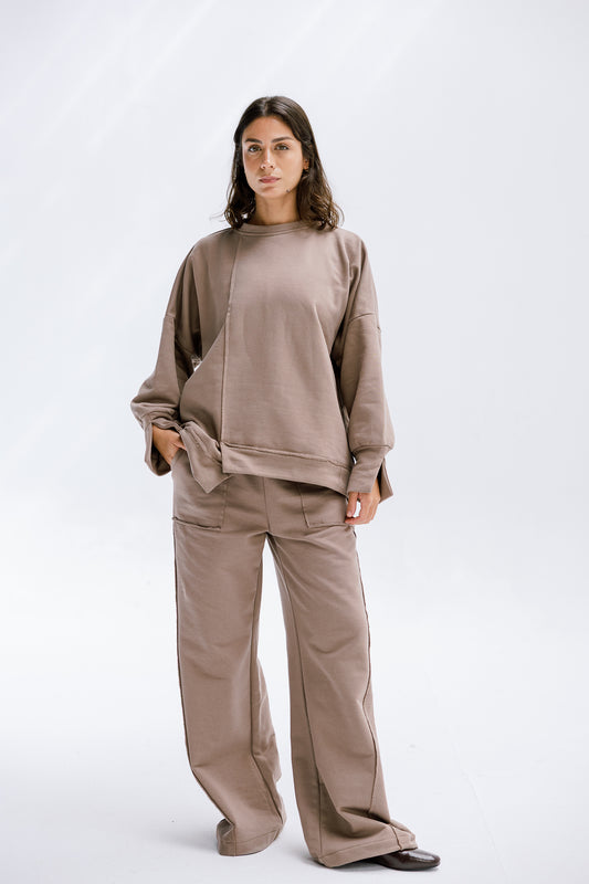 Fall Crewneck Set in Taupe
