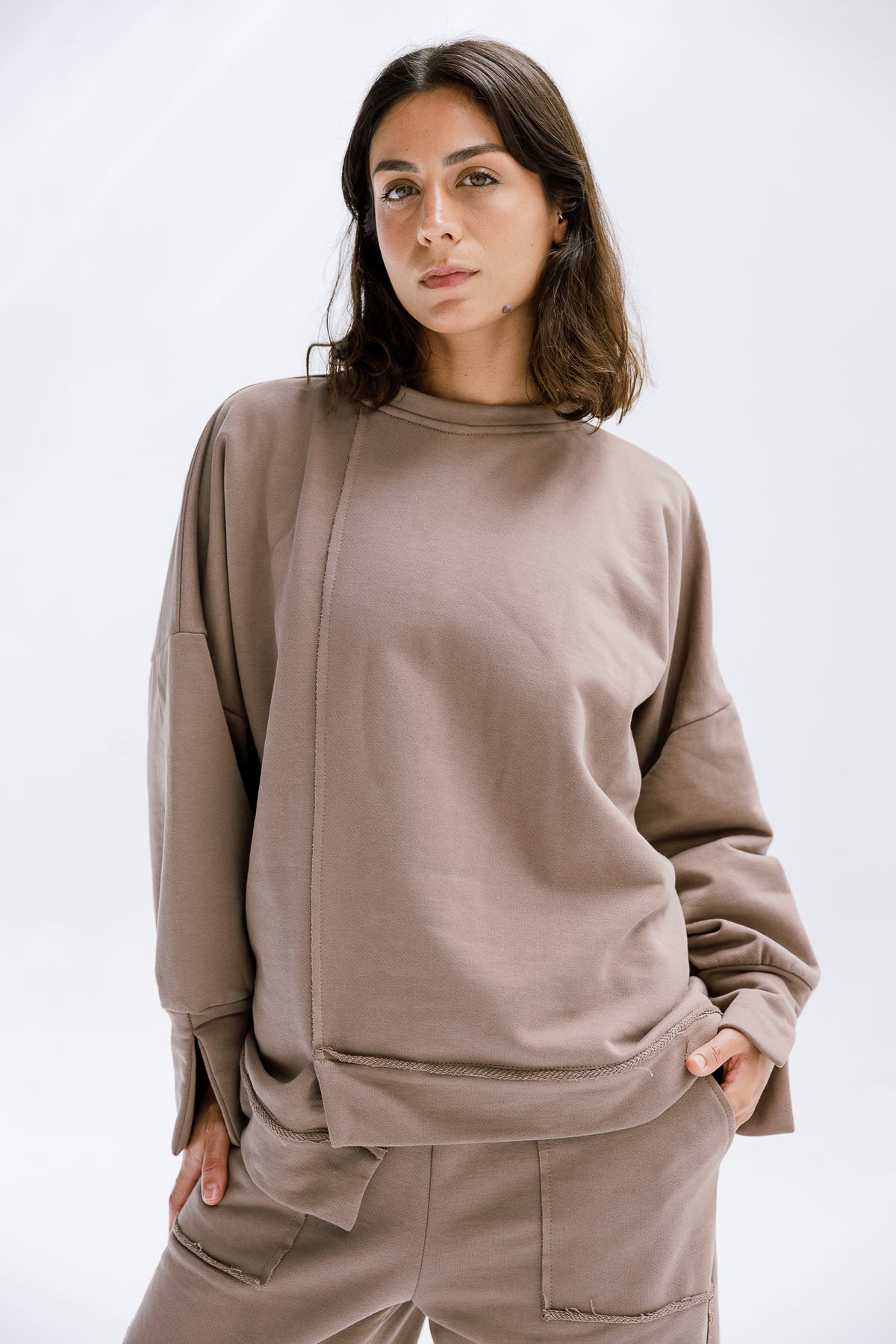 Fall Crewneck Set in Taupe