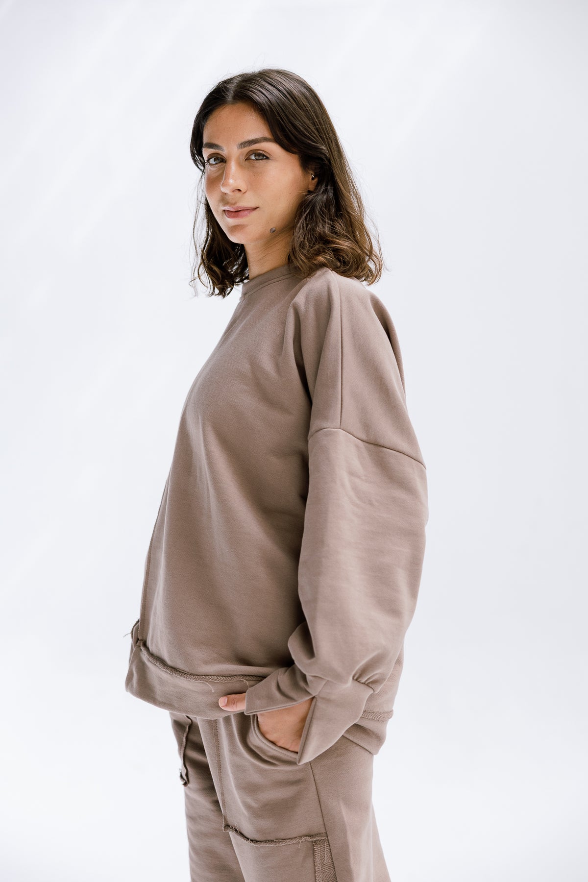 Fall Crewneck Set in Taupe