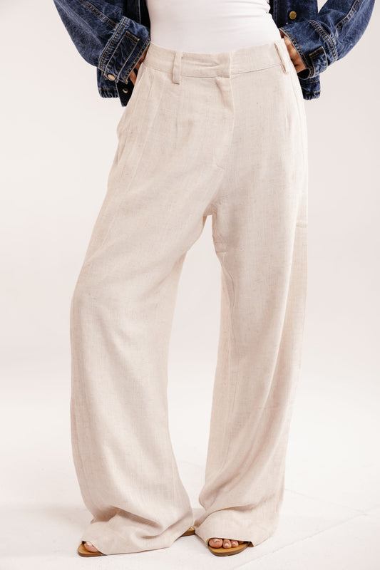 Drift Linen Pants in Beige