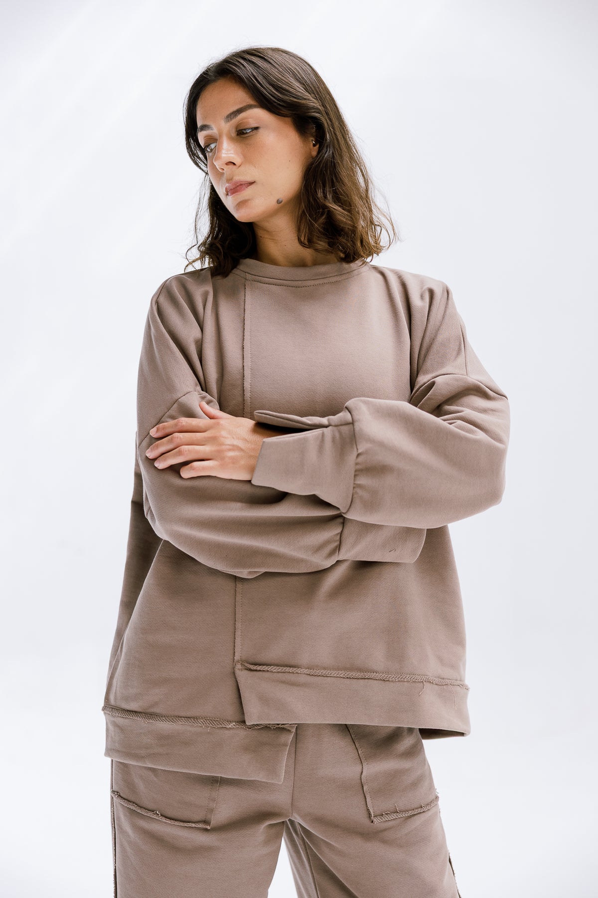 Fall Crewneck Set in Taupe