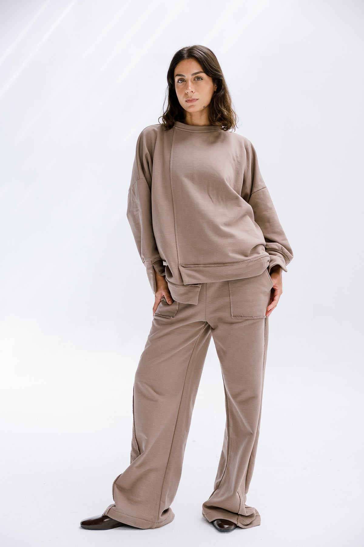 Fall Crewneck Set in Taupe