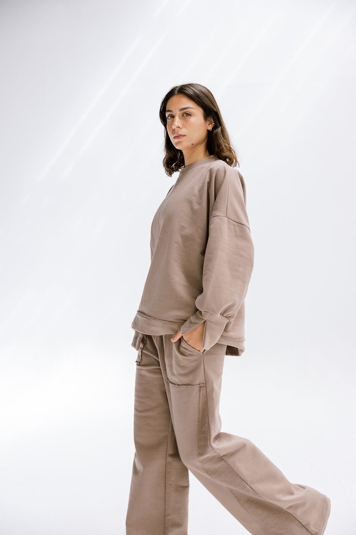 Fall Crewneck Set in Taupe