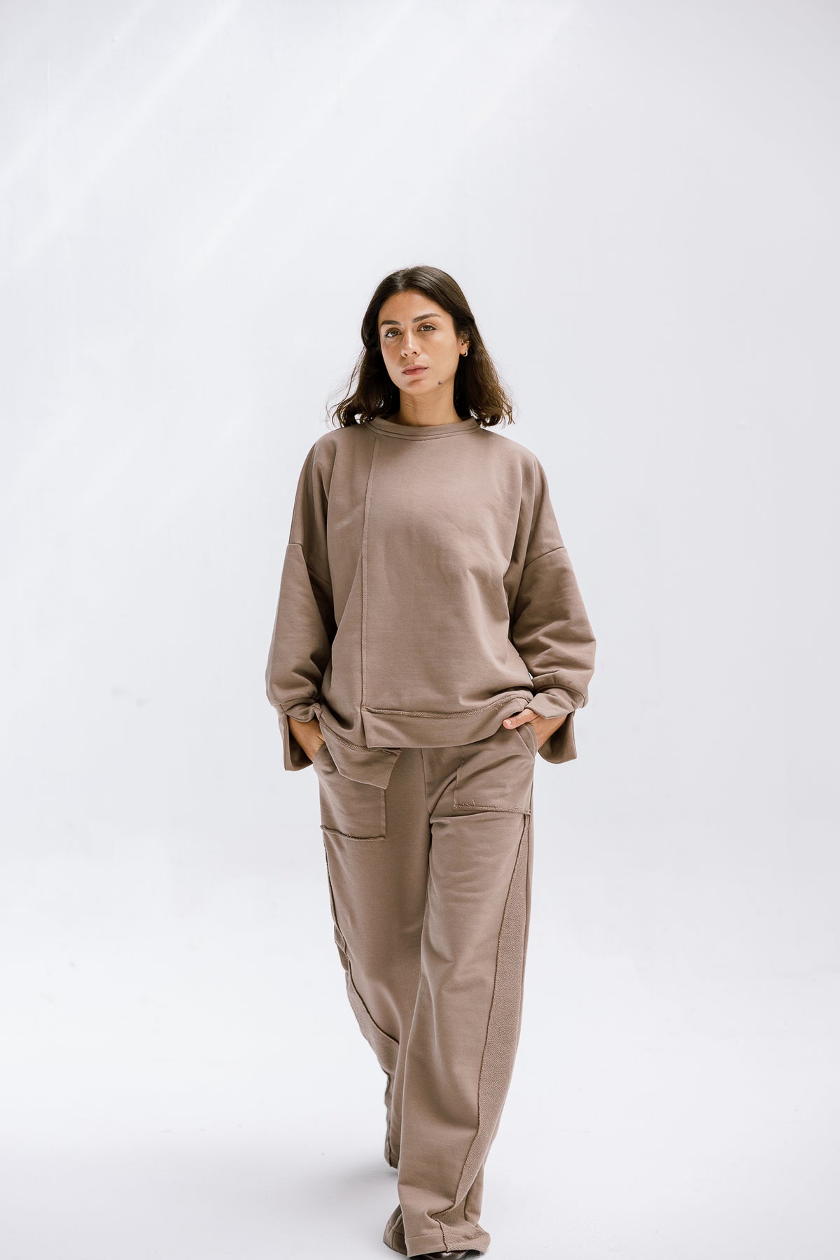 Fall Crewneck Set in Taupe
