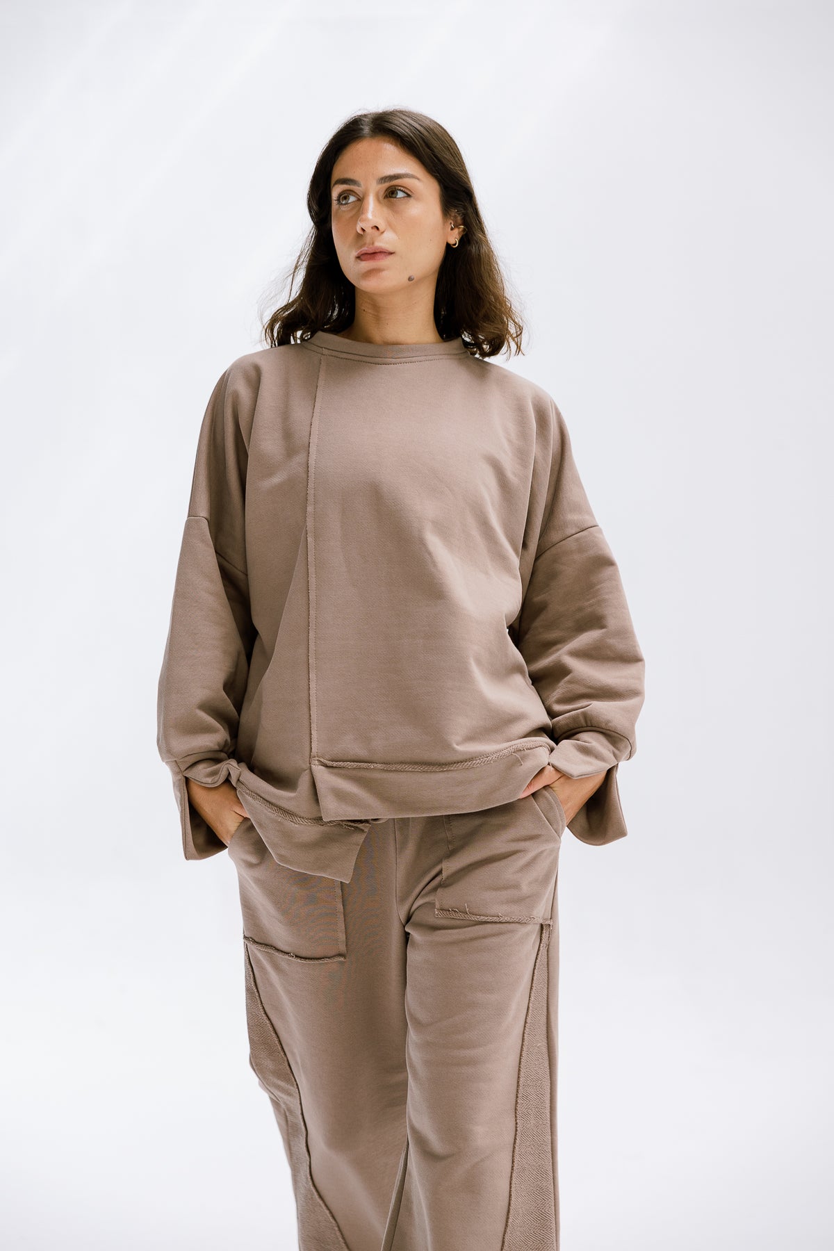 Fall Crewneck Set in Taupe
