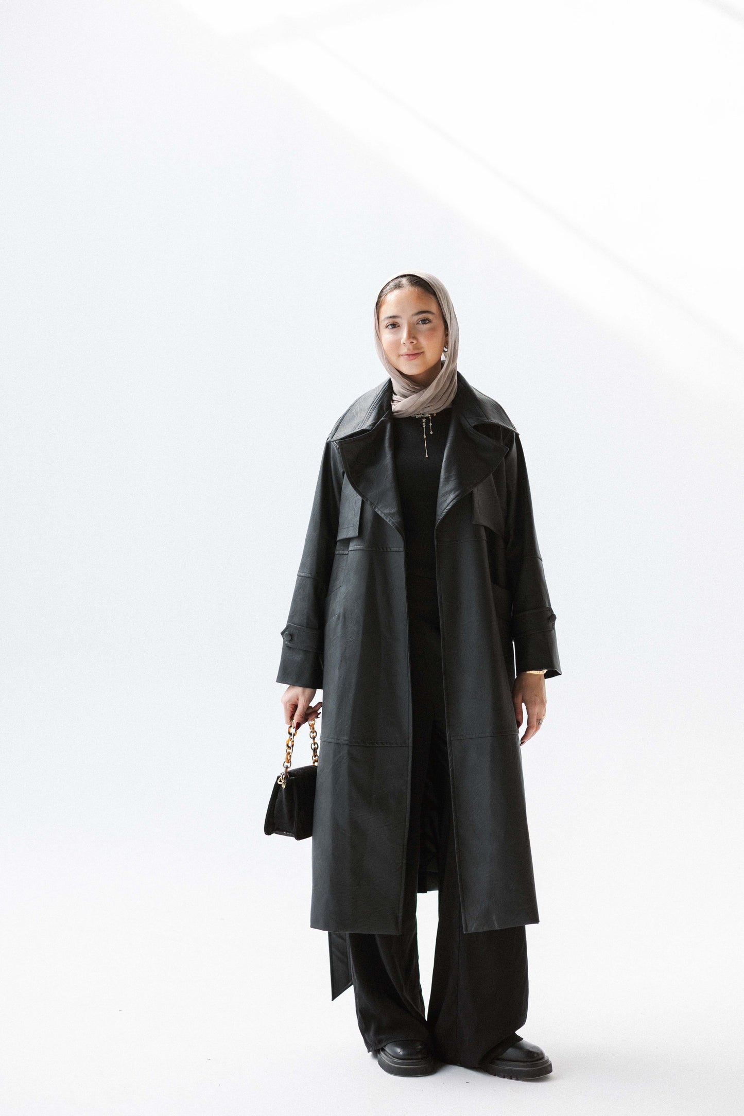 Eclipse Leather Trench in Black