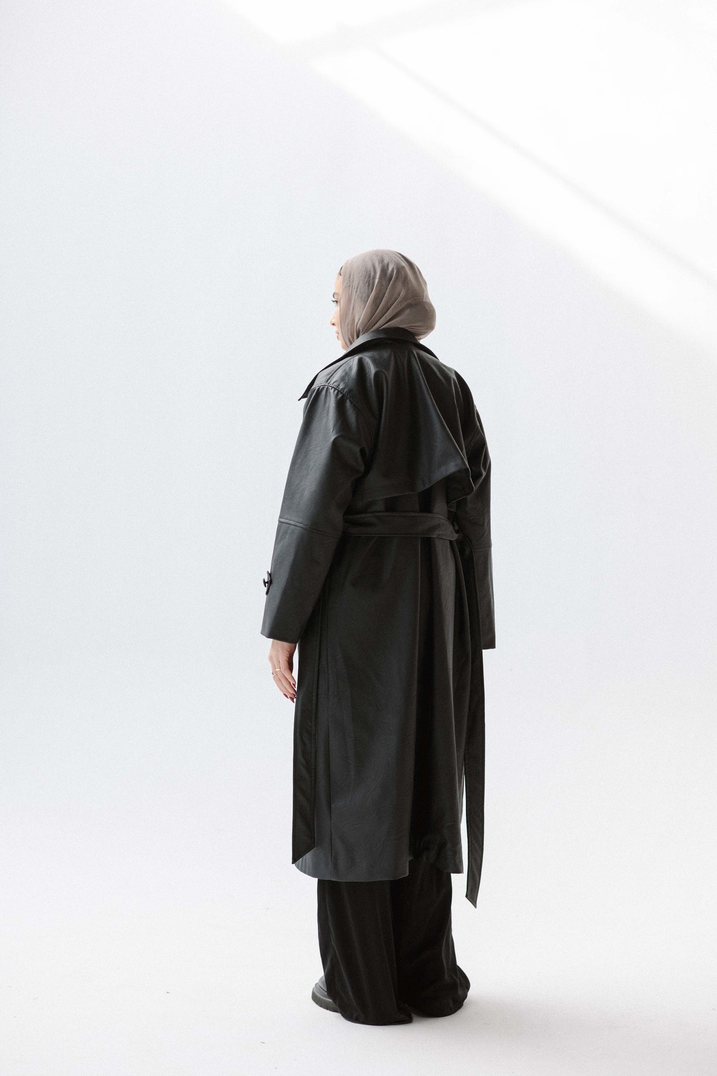 Eclipse Leather Trench in Black