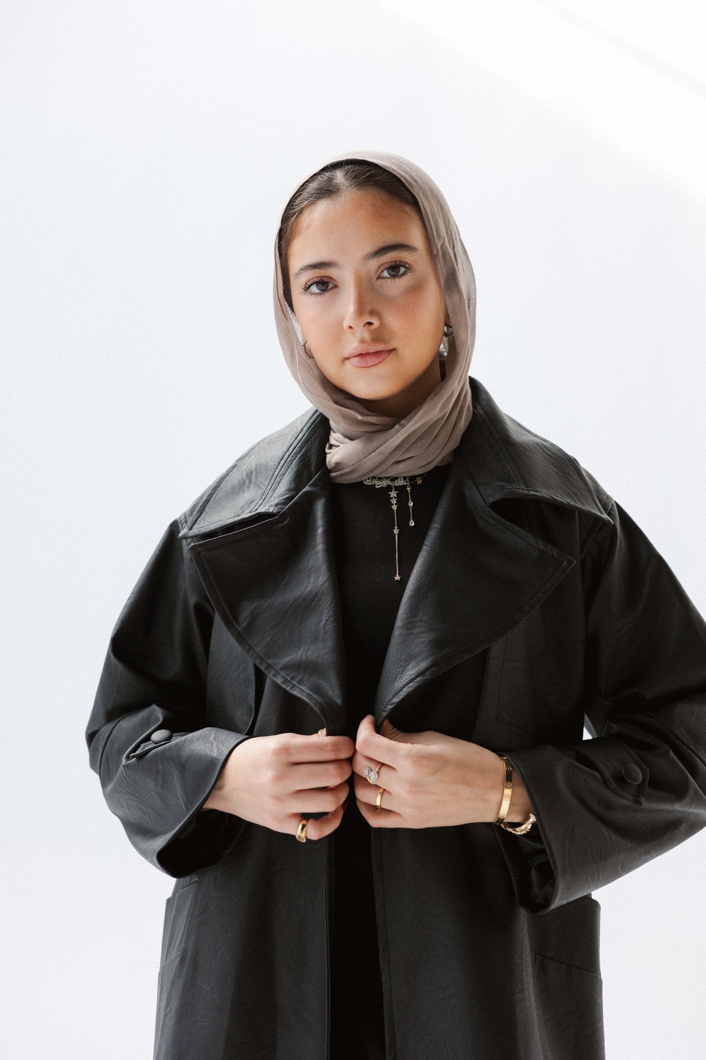 Eclipse Leather Trench in Black