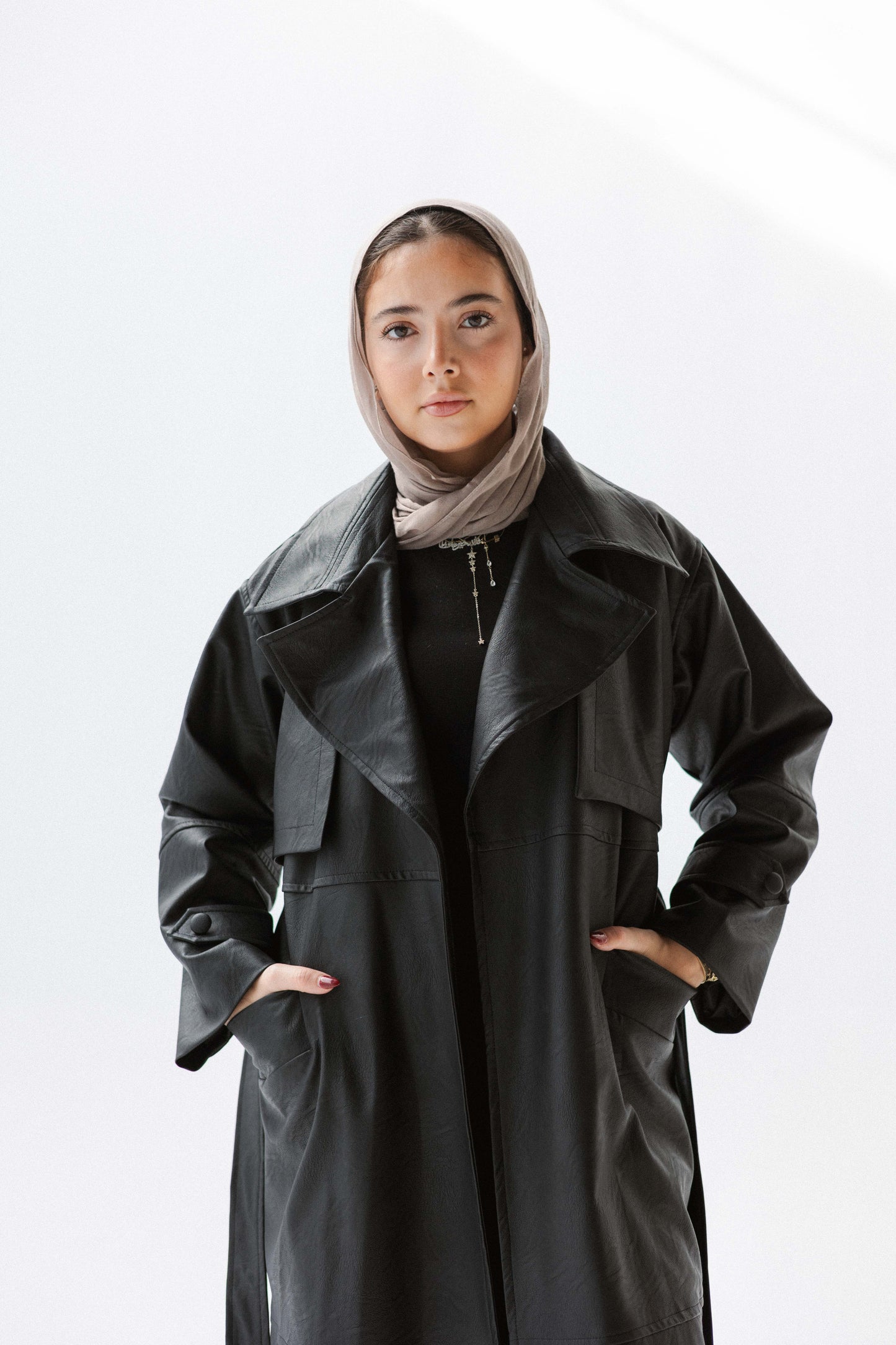Eclipse Leather Trench in Black