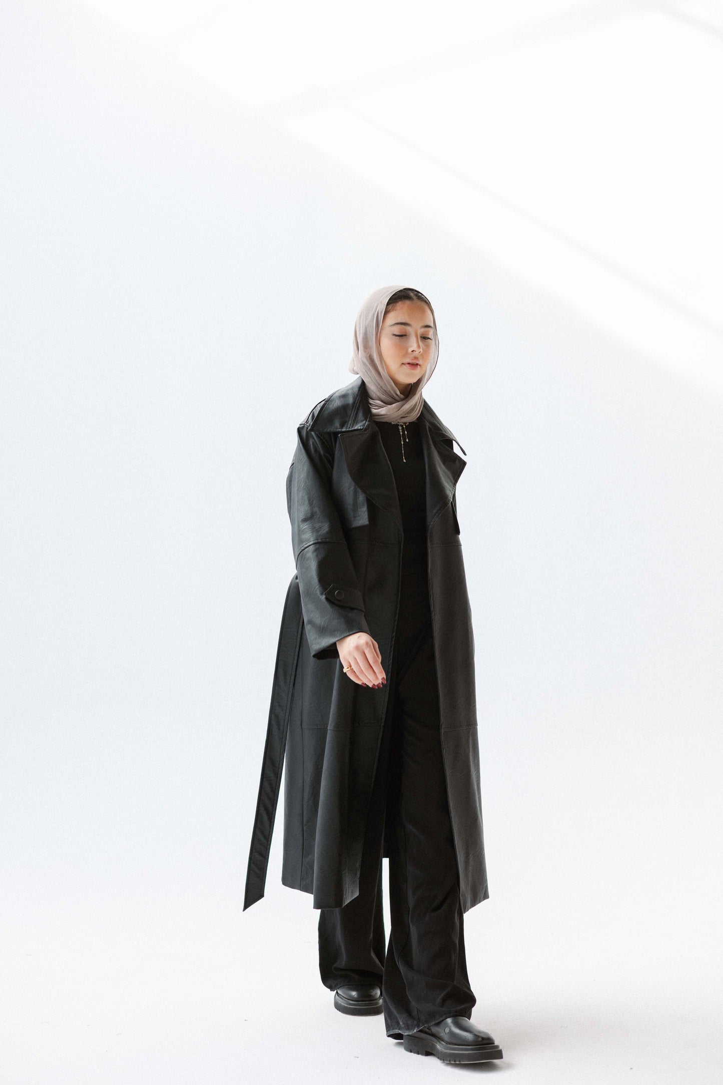 Eclipse Leather Trench in Black