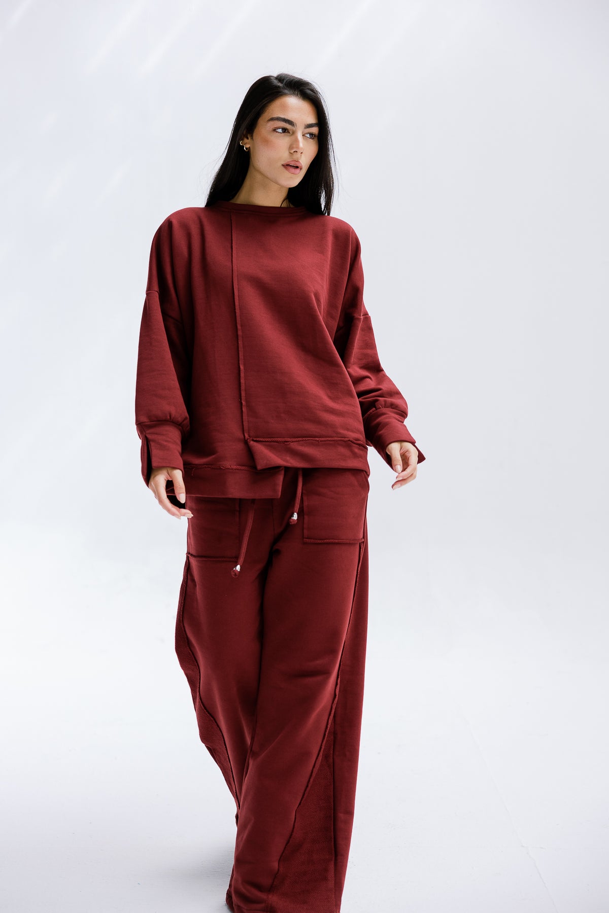 Fall Crewneck Set in Burgundy
