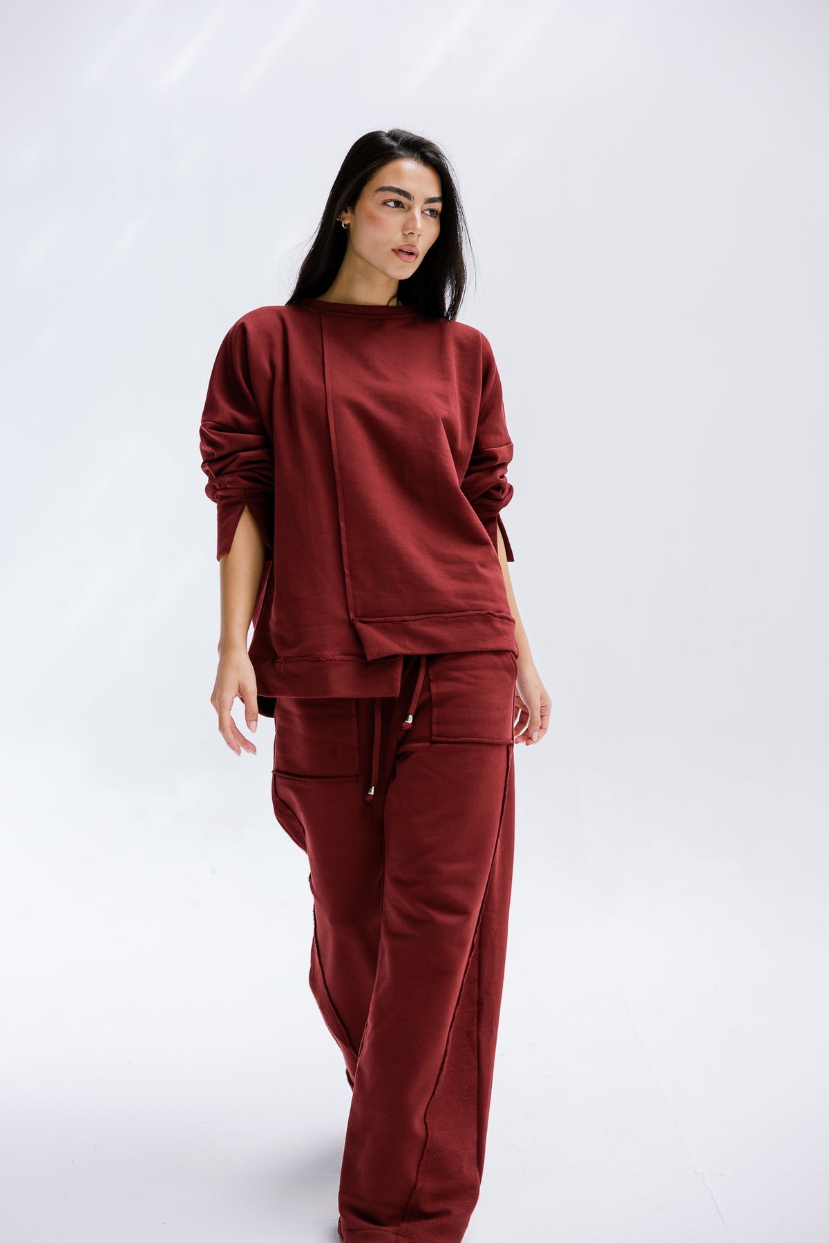 Fall Crewneck Set in Burgundy