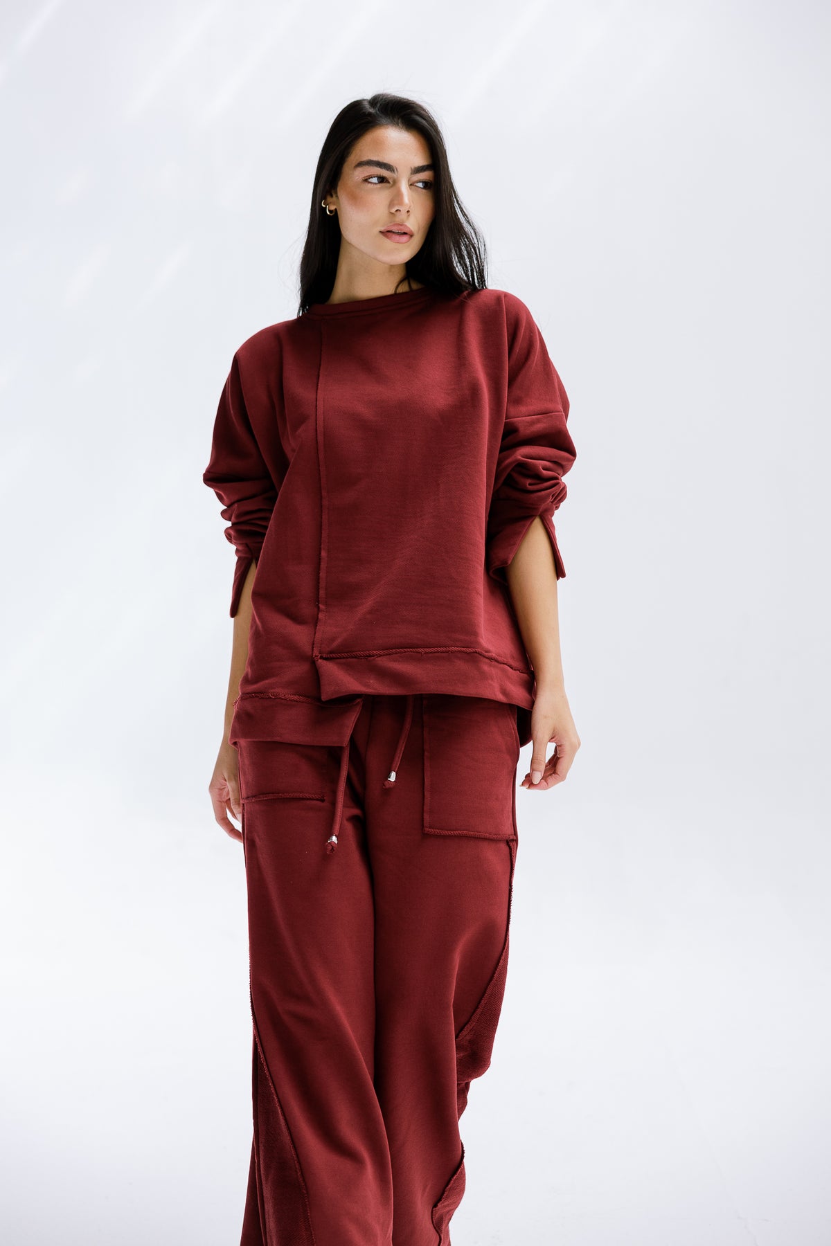 Fall Crewneck Set in Burgundy