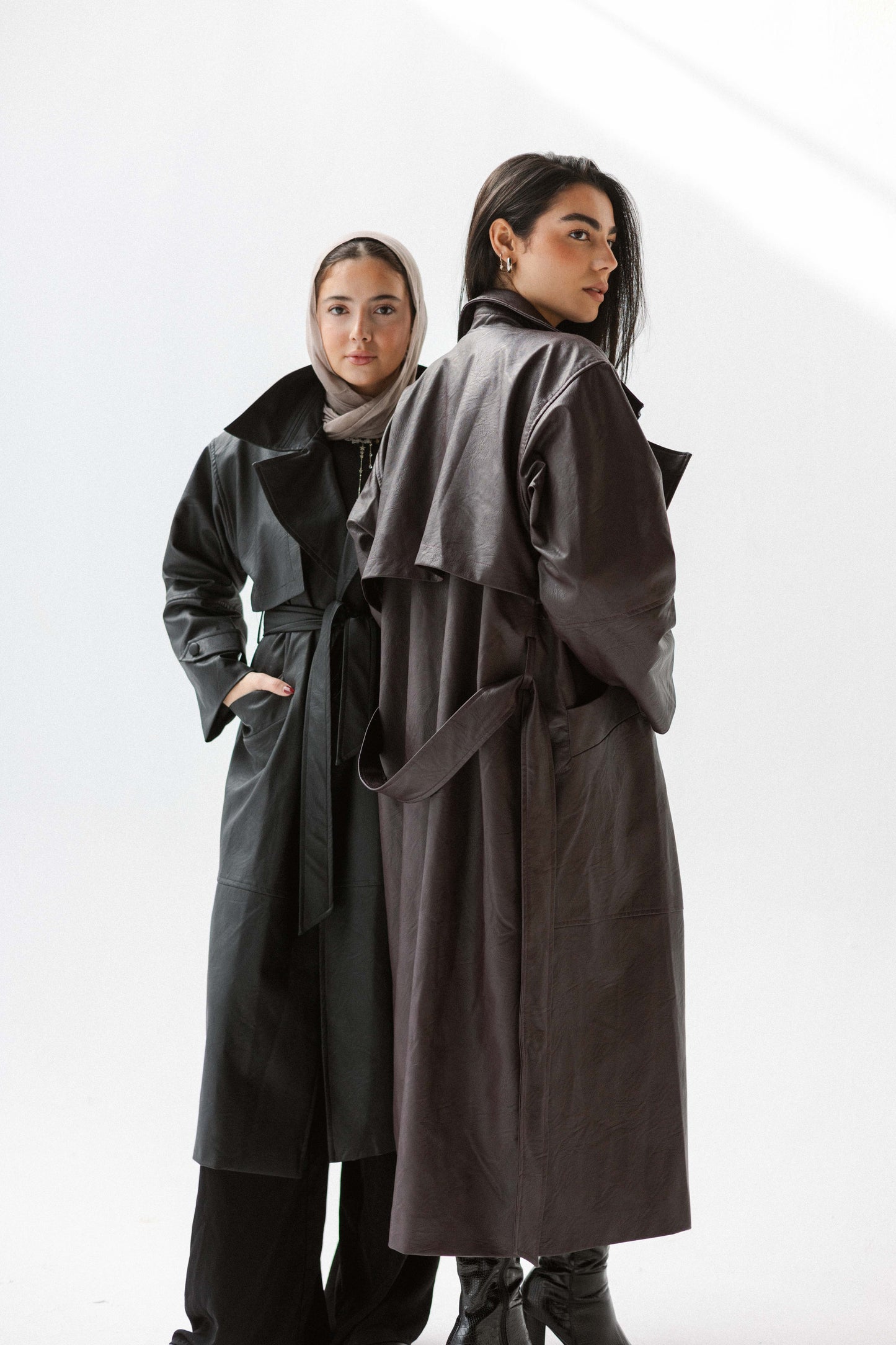 Eclipse Leather Trench in Black