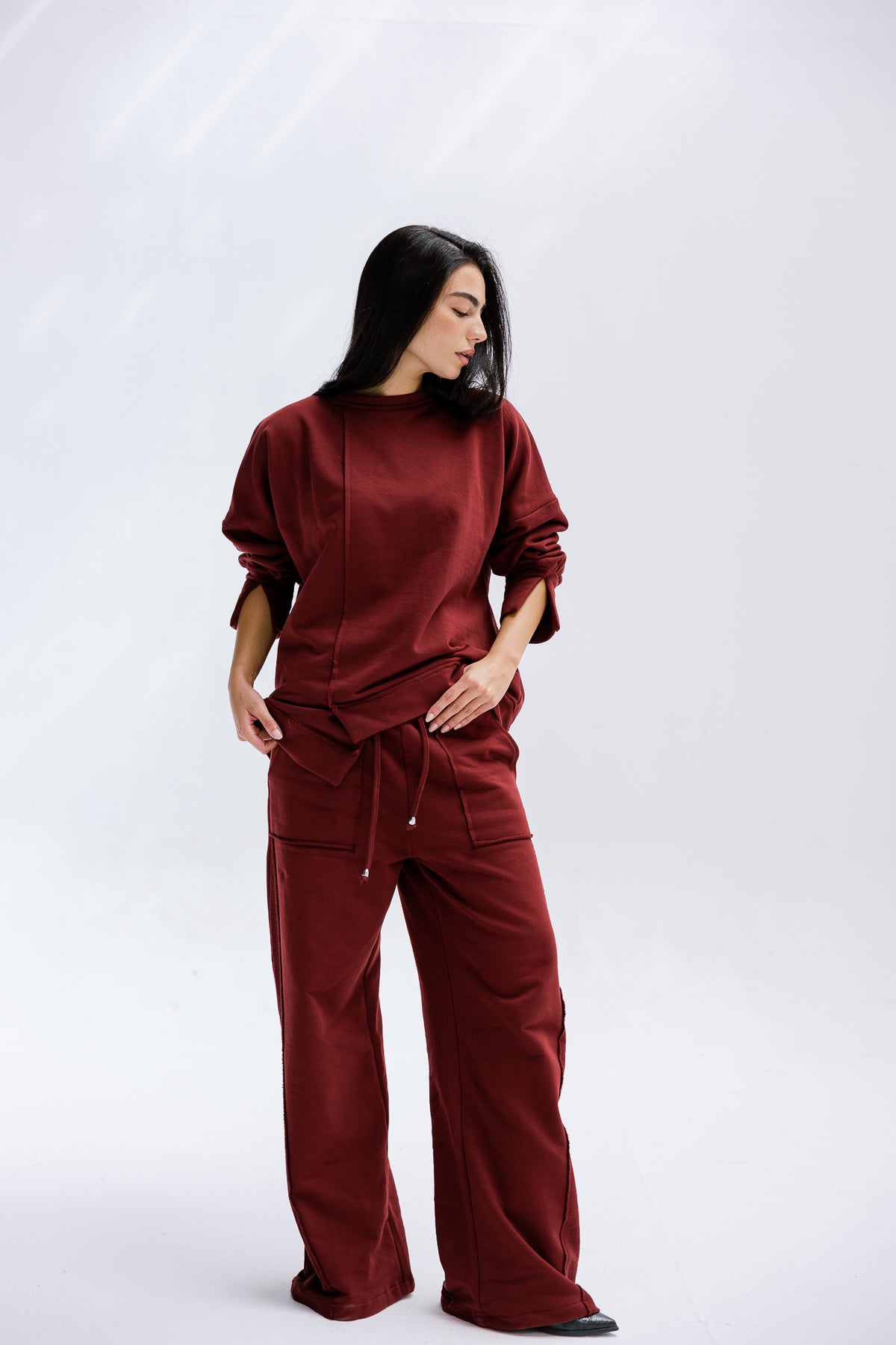 Fall Crewneck Set in Burgundy