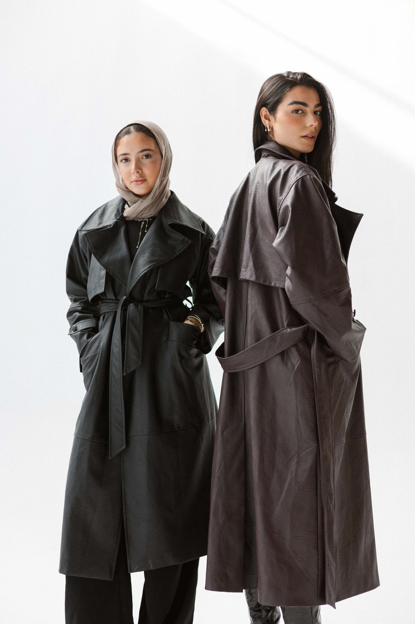 Eclipse Leather Trench in Black