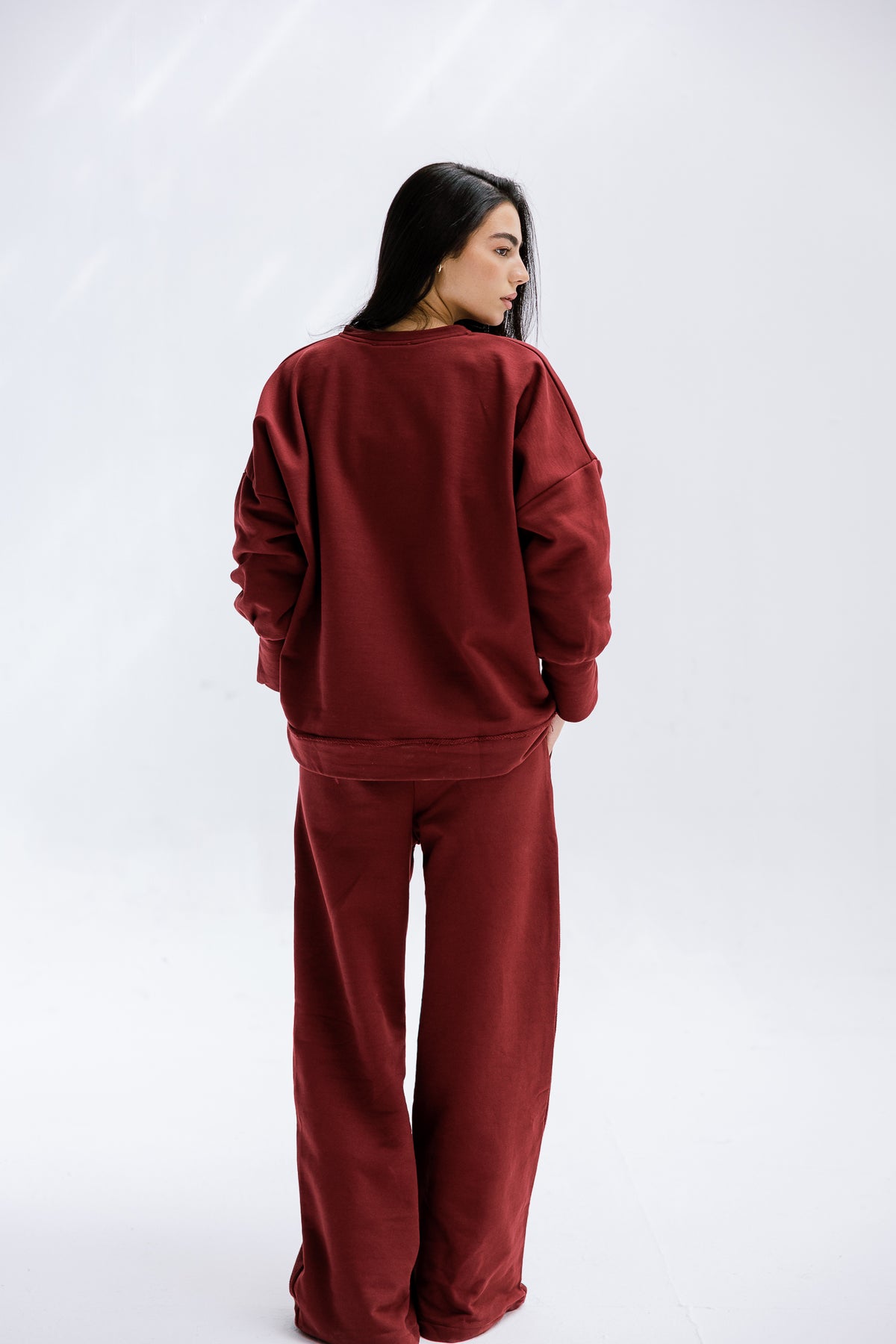 Fall Crewneck Set in Burgundy