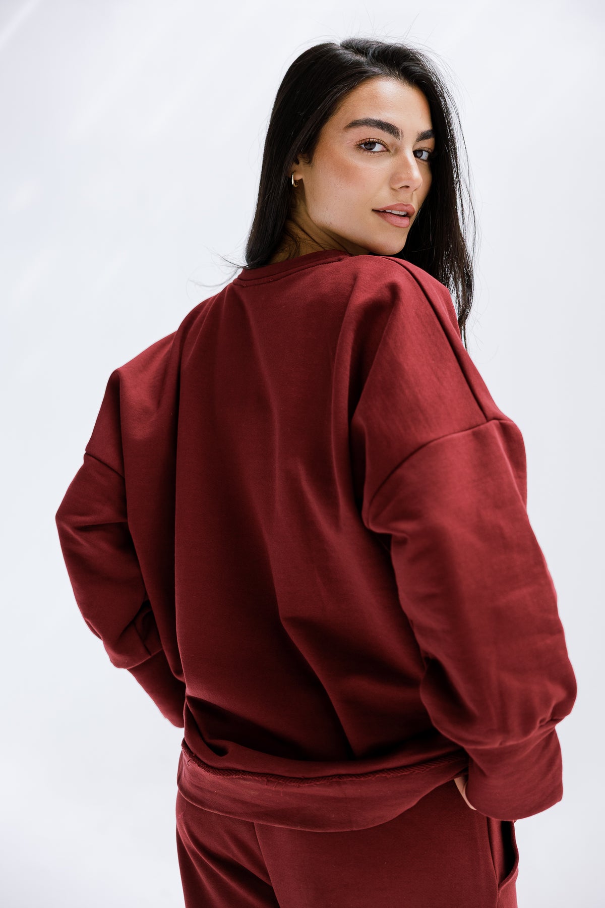 Fall Crewneck Set in Burgundy