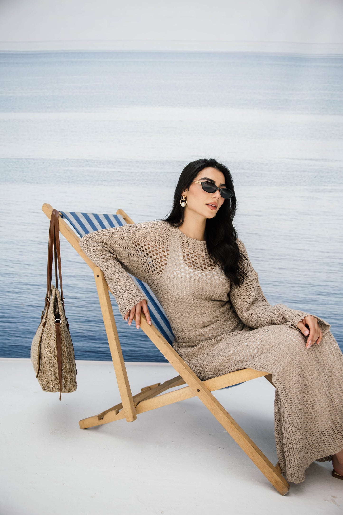 The Fish Net dress in Tan