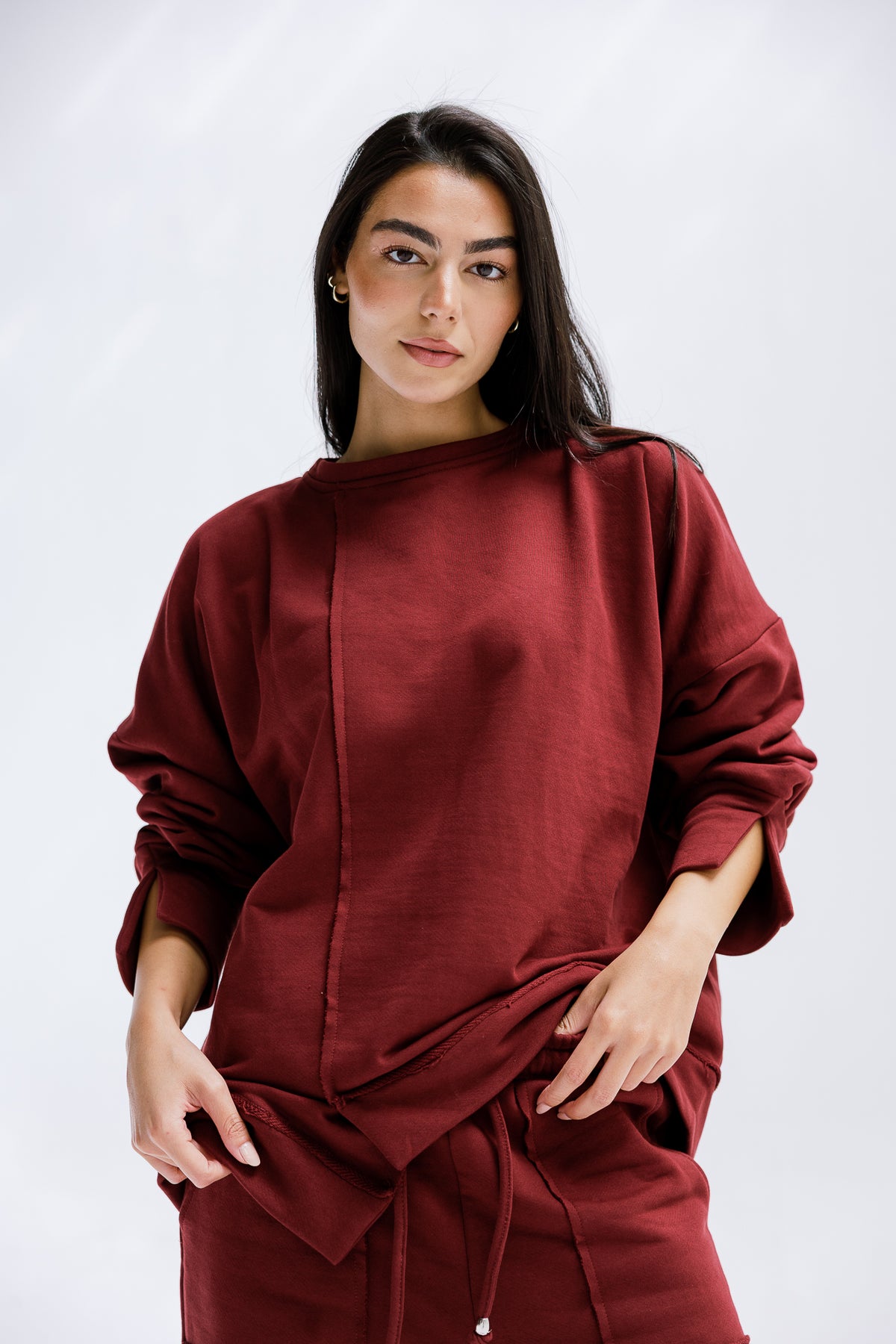 Fall Crewneck Set in Burgundy