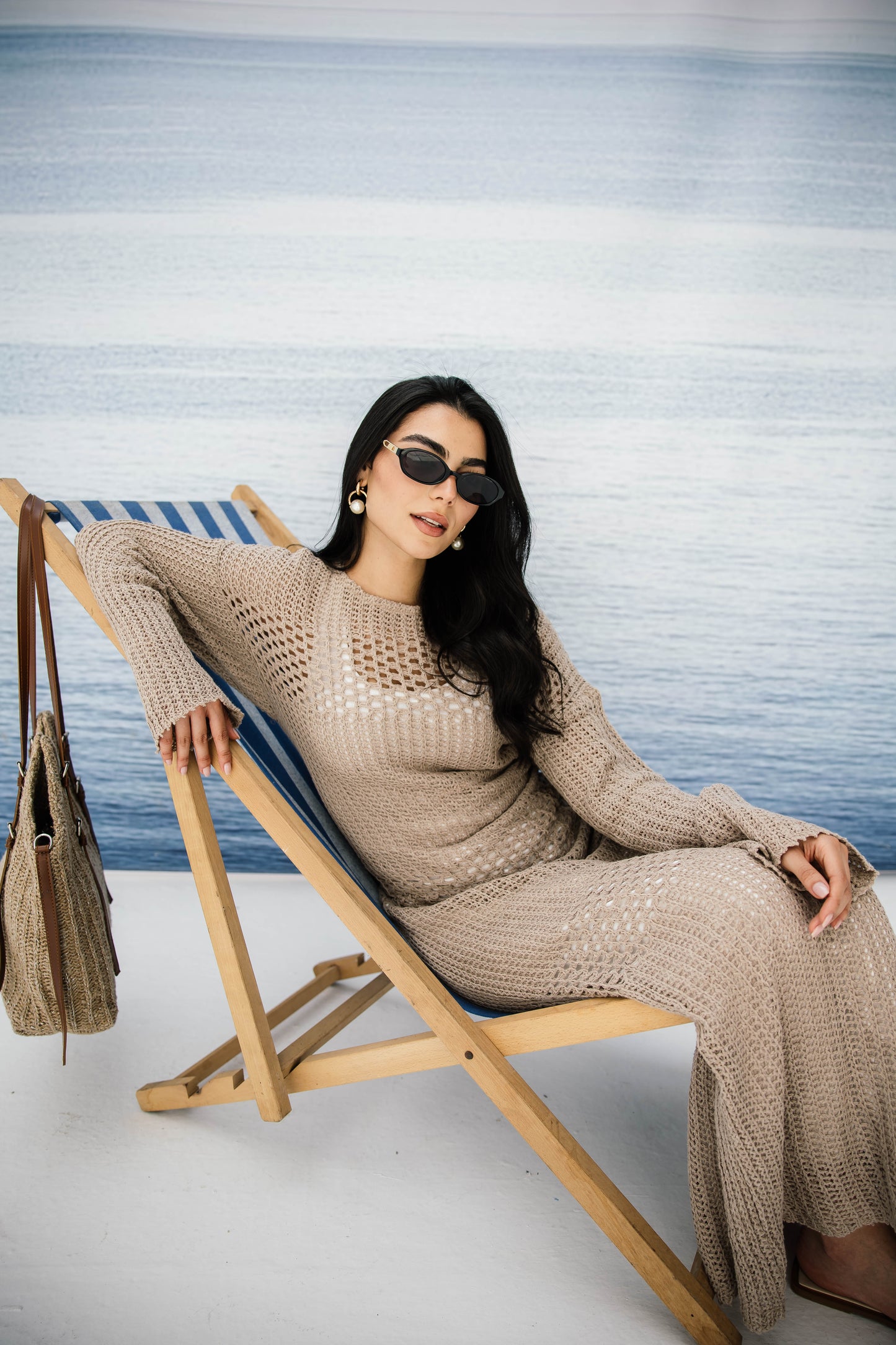 The Fish Net dress in Tan