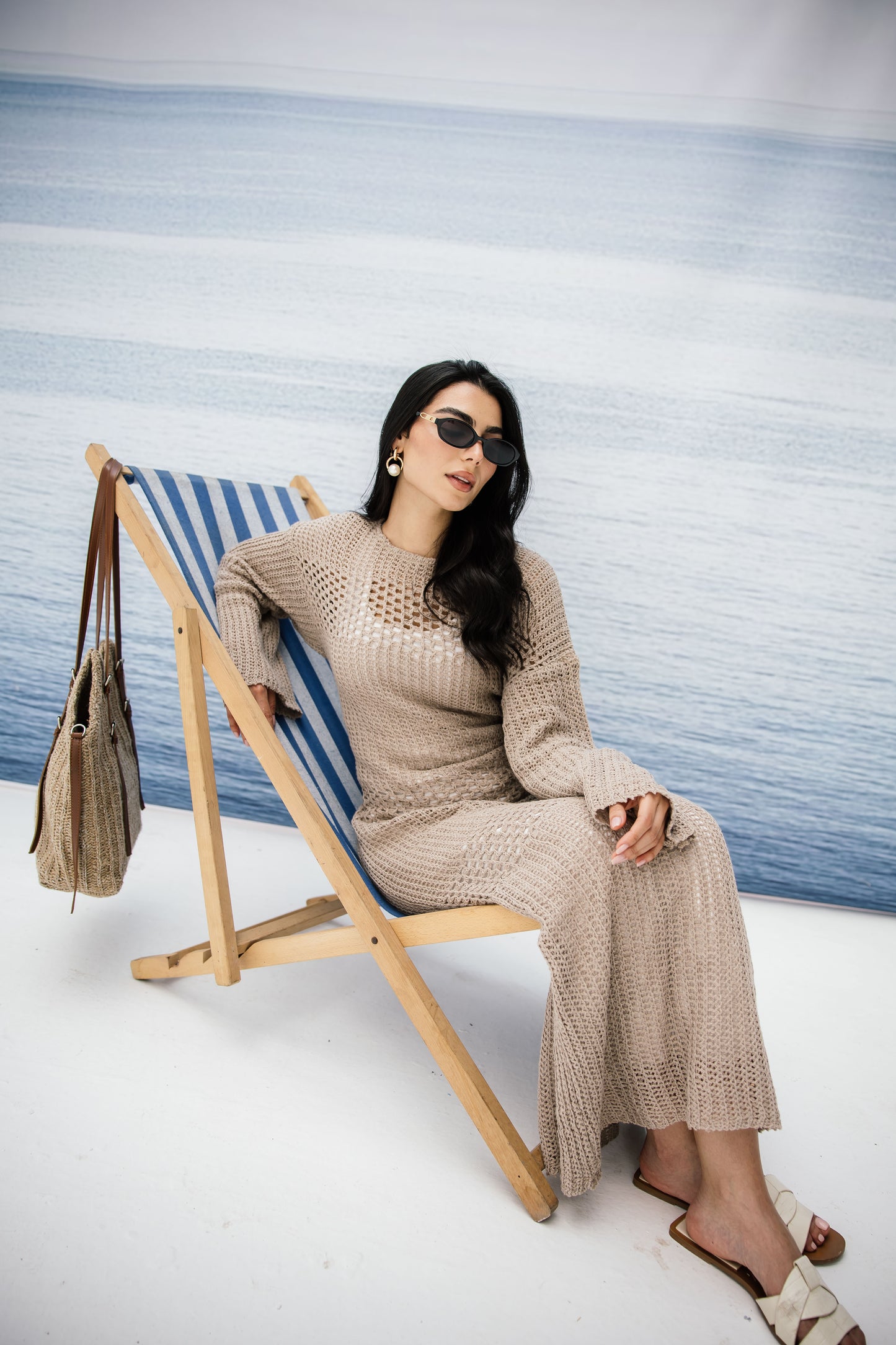 The Fish Net dress in Tan