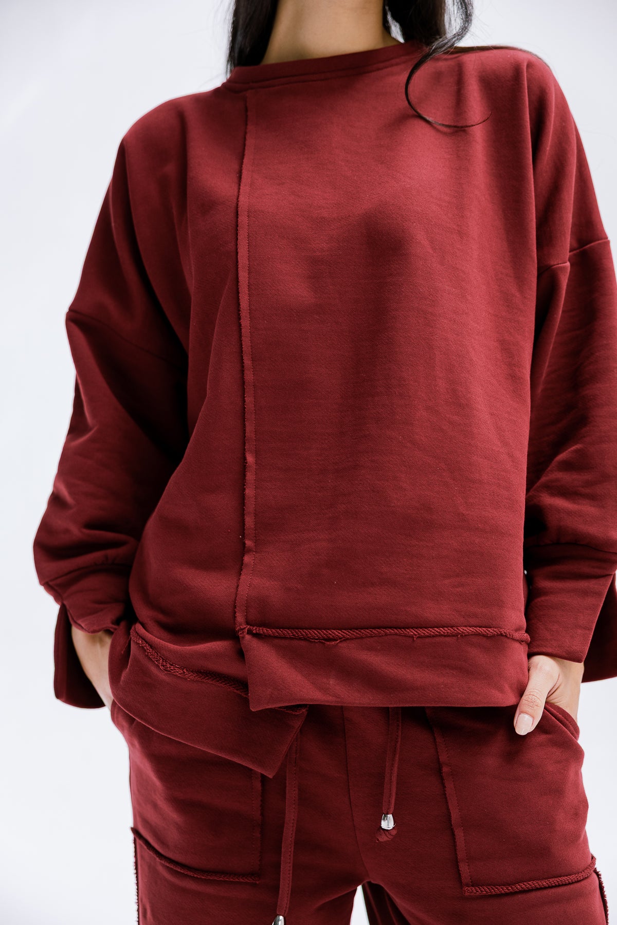 Fall Crewneck Set in Burgundy