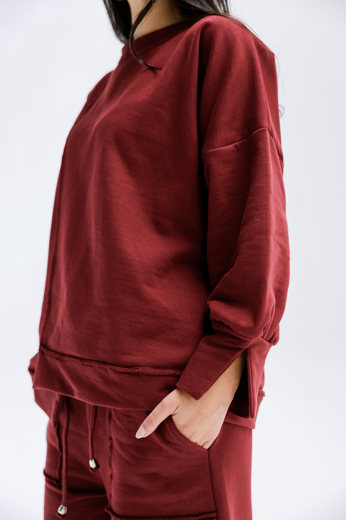 Fall Crewneck Set in Burgundy