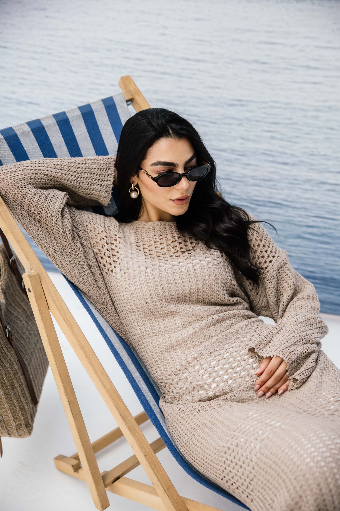The Fish Net dress in Tan