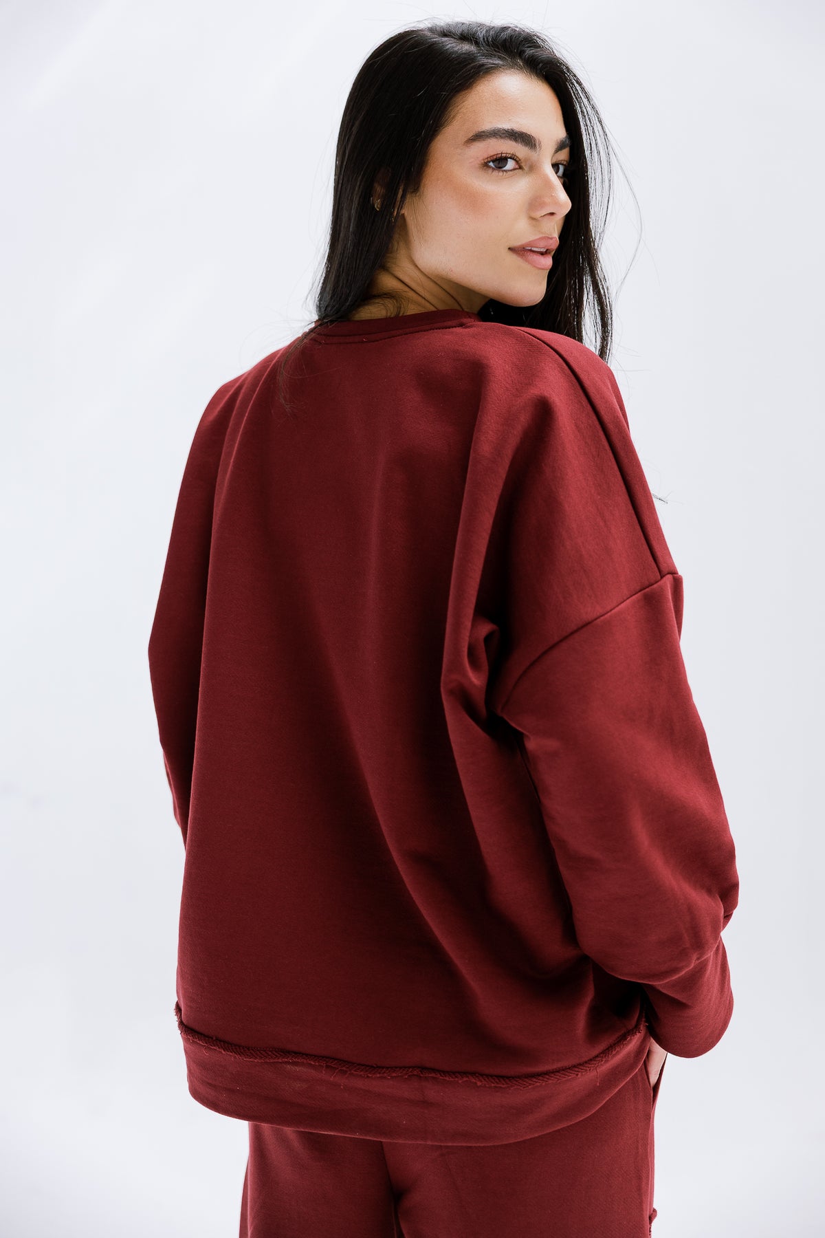 Fall Crewneck Set in Burgundy