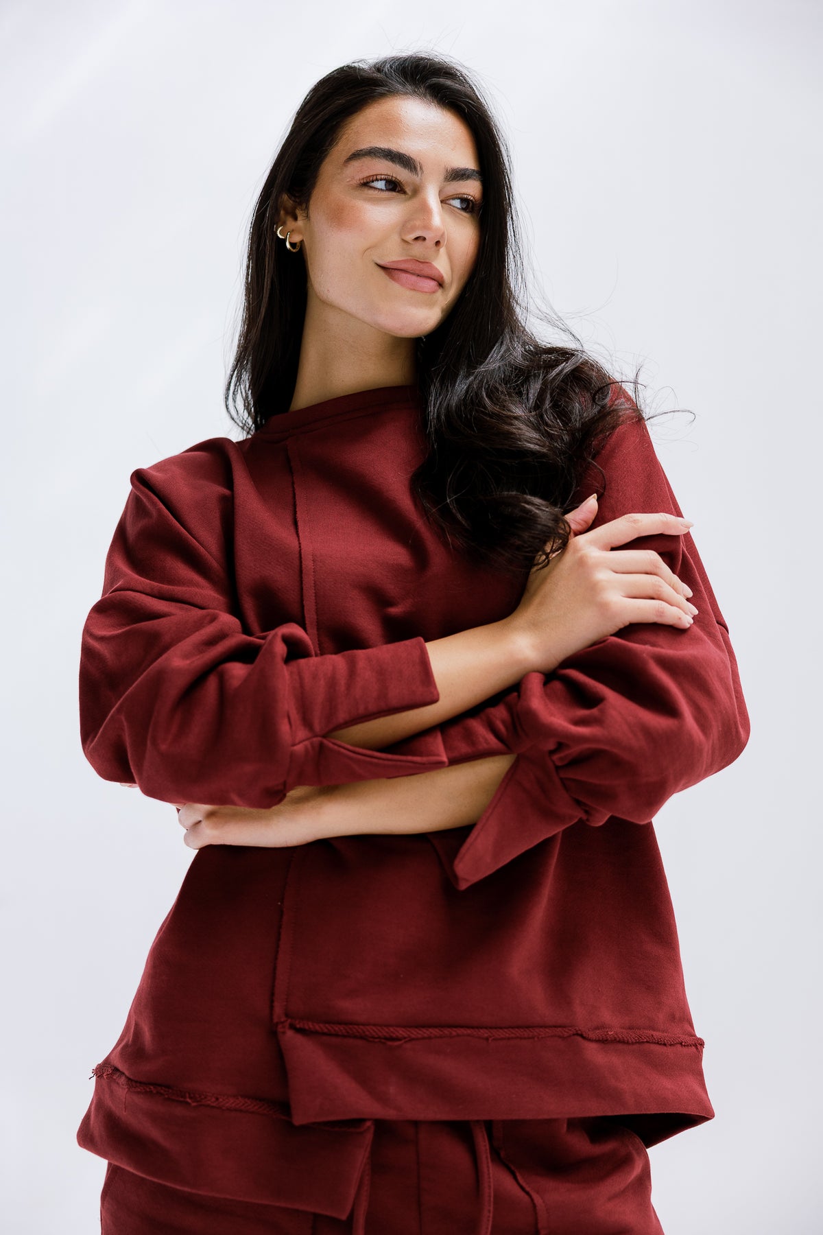 Fall Crewneck Set in Burgundy