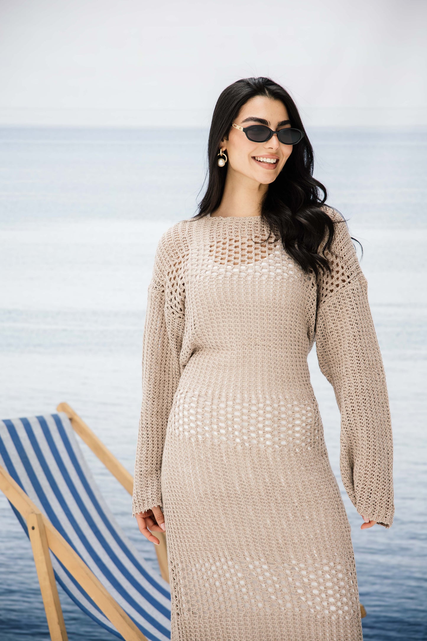 The Fish Net dress in Tan