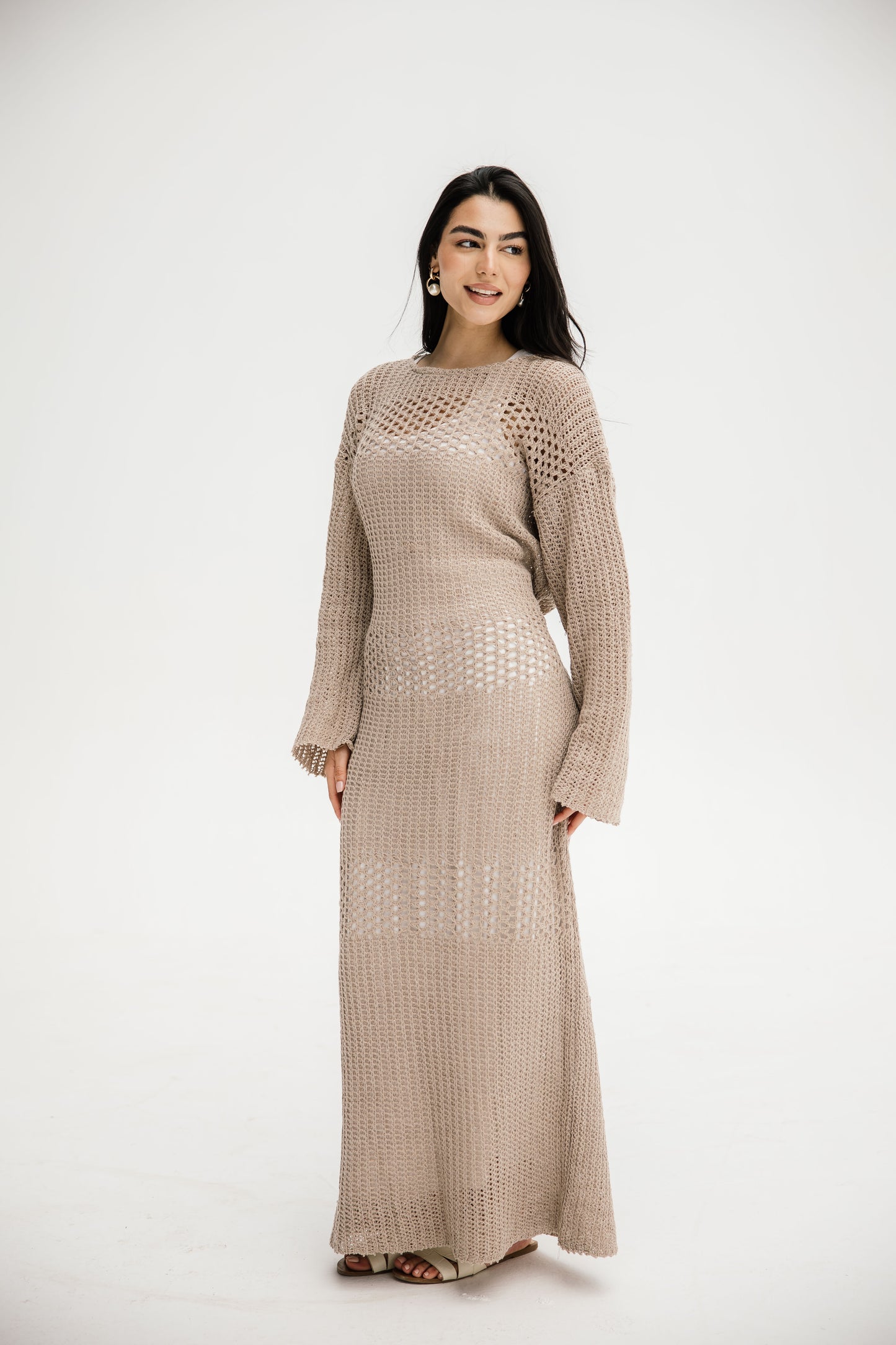The Fish Net dress in Tan