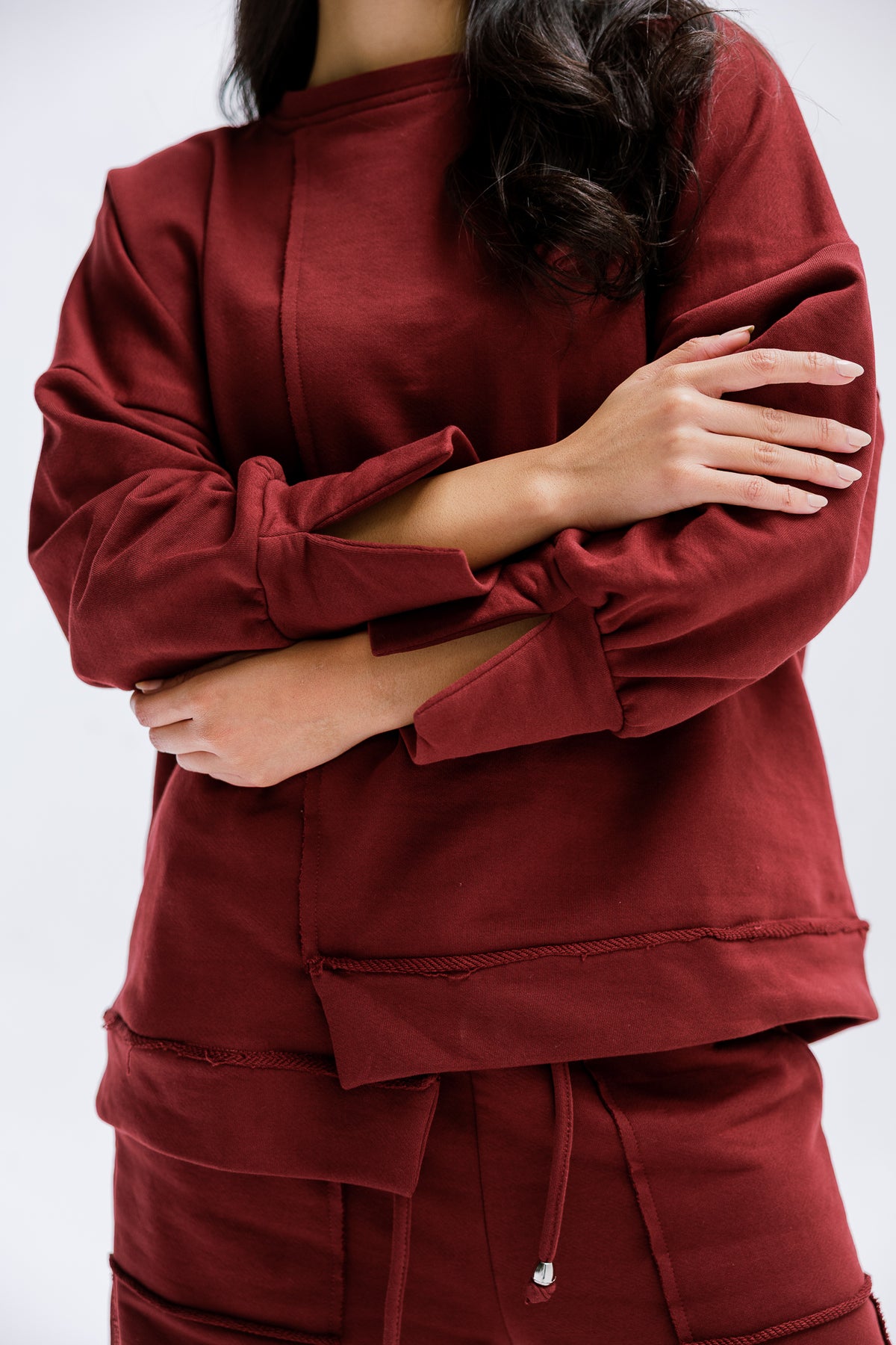 Fall Crewneck Set in Burgundy
