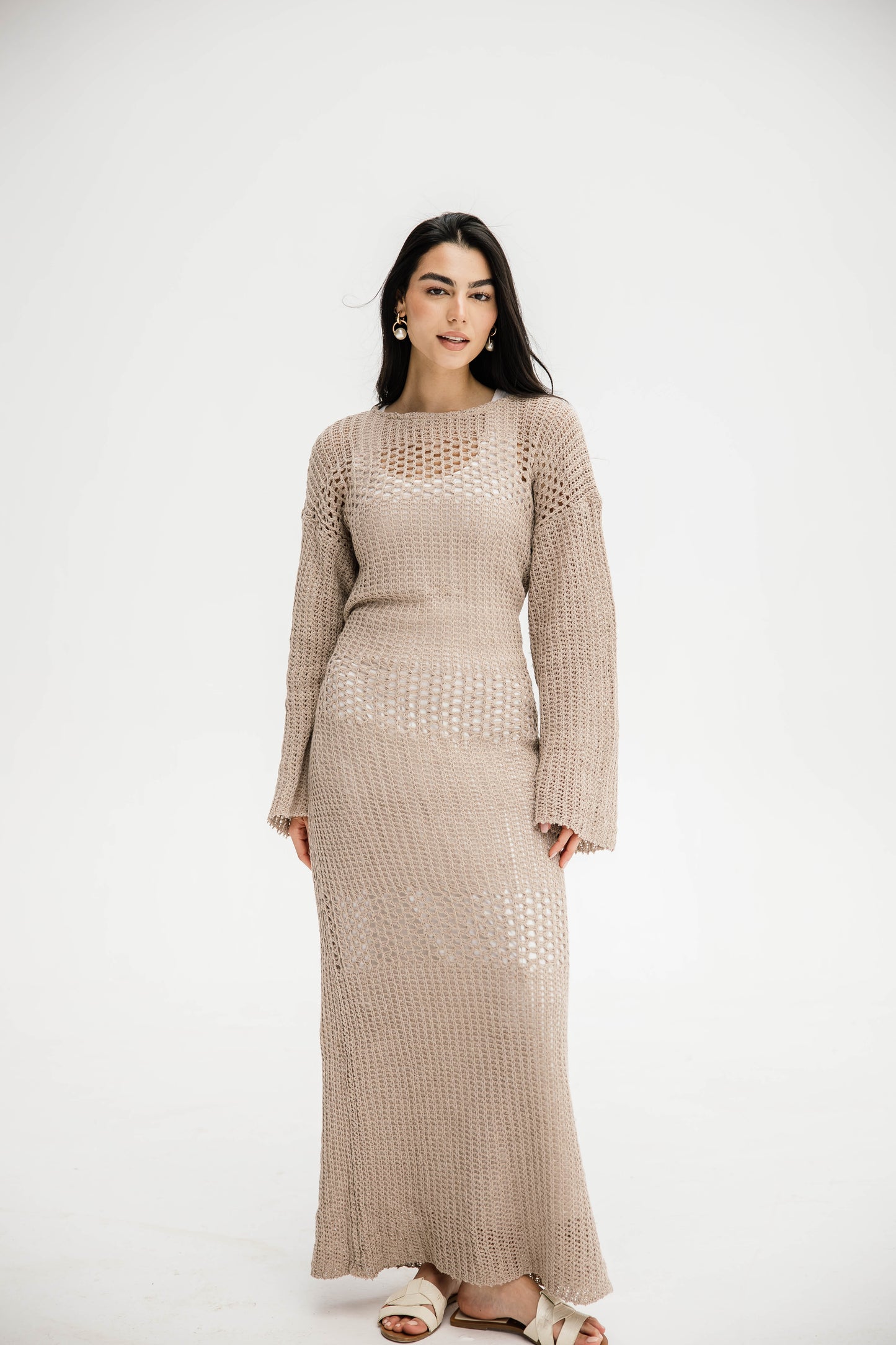 The Fish Net dress in Tan