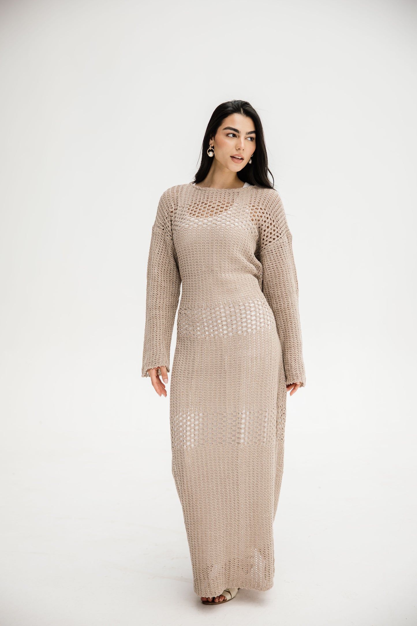 The Fish Net dress in Tan